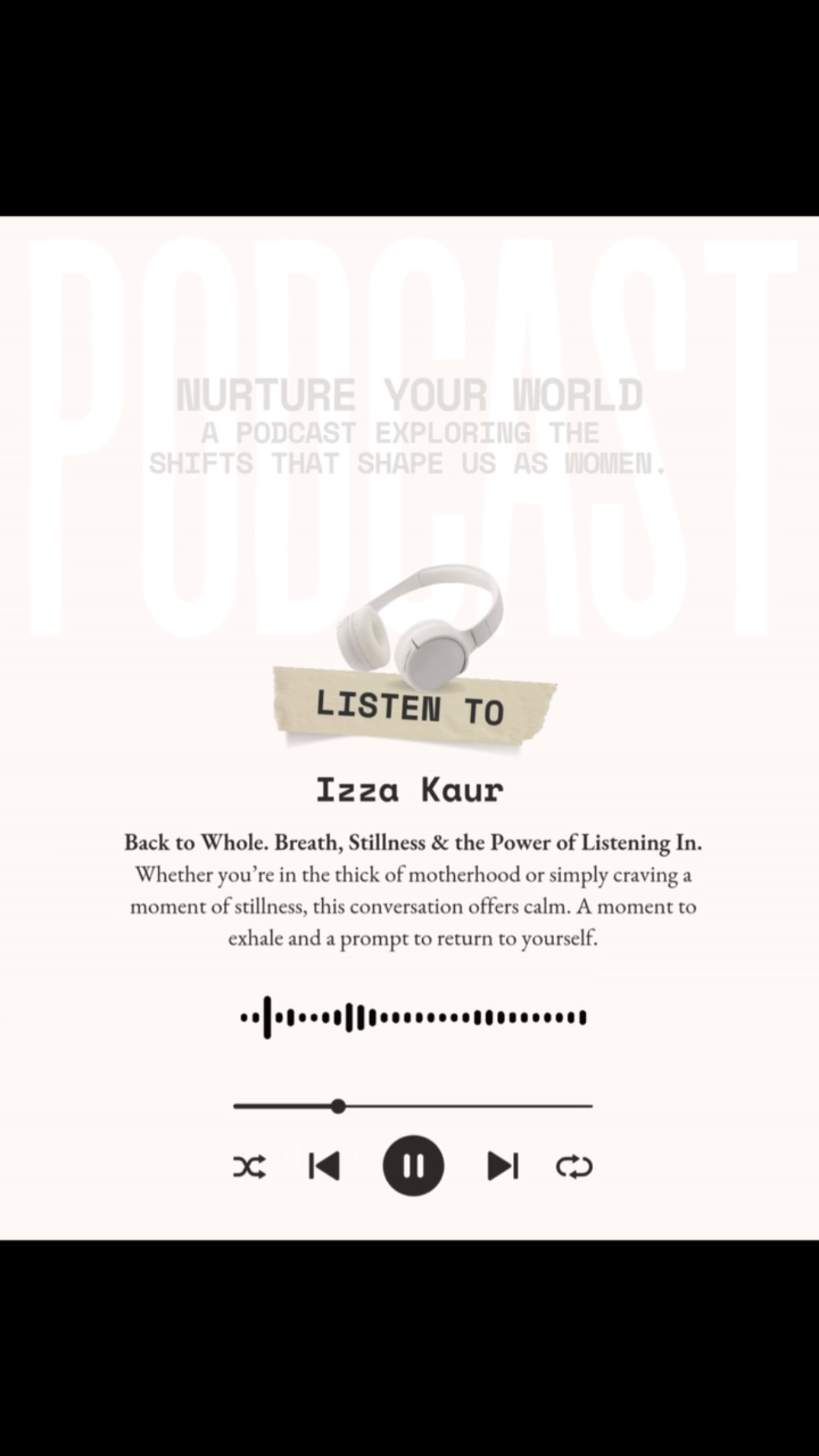 Did you know that over 60% of new mothers feel disconnected from their identity after birth?
That loss of self, the second-guessing, the silencing of intuition — it’s more common than we think.
This week on Nurture Your World, I’m joined by the quietly powerful Izza Kaur — a woman who gently found her way back to herself through stillness, breath, and deep inner listening.
We talk about the moments that shape us — from the big ones to the quiet ones, and everything in between. The kind that invite us to pause, breathe, and tune back in to who we really are.
Whether you’re in the thick of motherhood or simply craving stillness, this episode is your moment to exhale. A gentle nudge back to your intuition, your body, your joy.
Out tomorrow.
Want it in your inbox?
Sign up to Nurture Your World and receive this episode, and every new one, directly to your inbox. Link in bio ⬆️