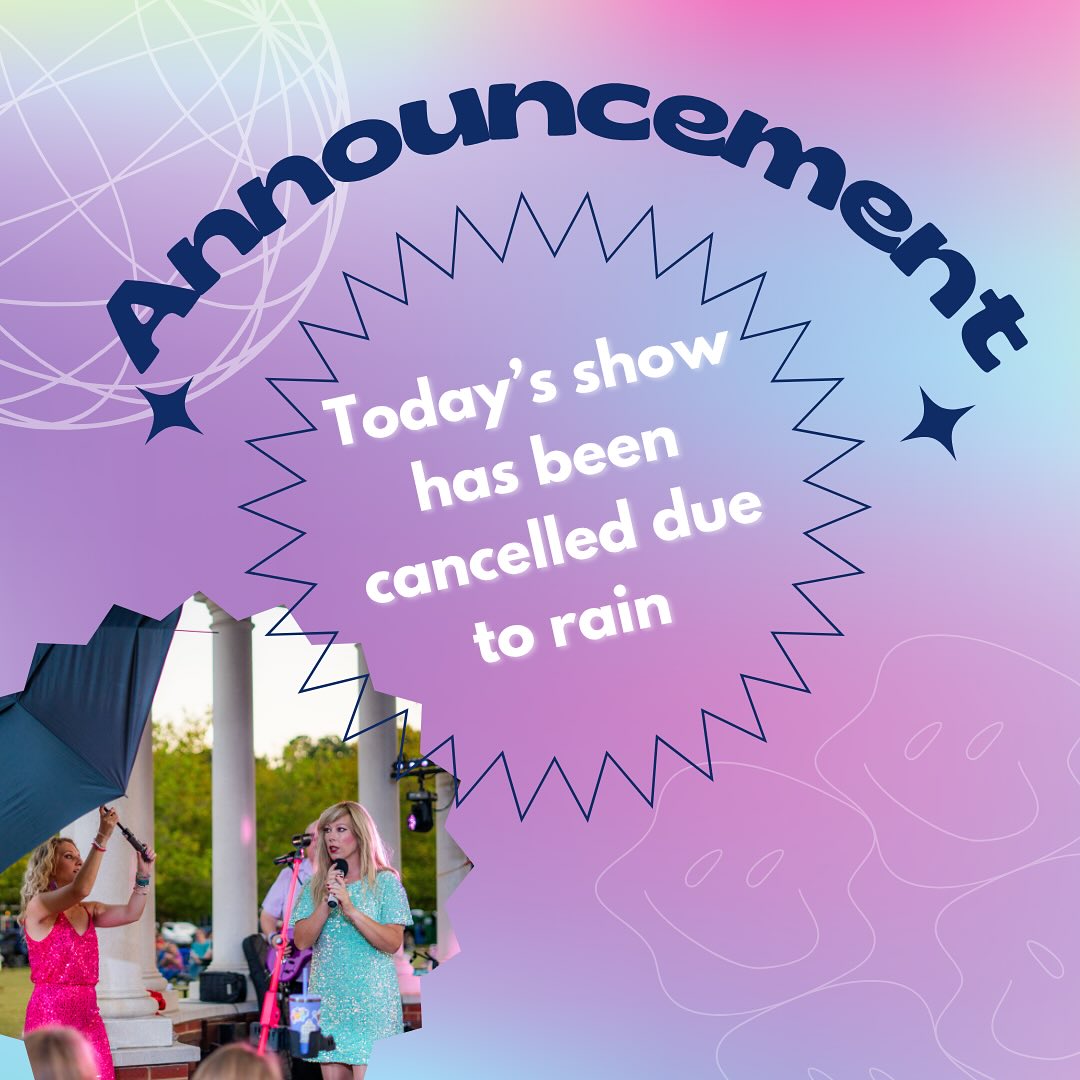 We love a rain show but tonight is gonna be a little too much rain 😬. See you next time, we will miss you 🫶🏽🪩💜