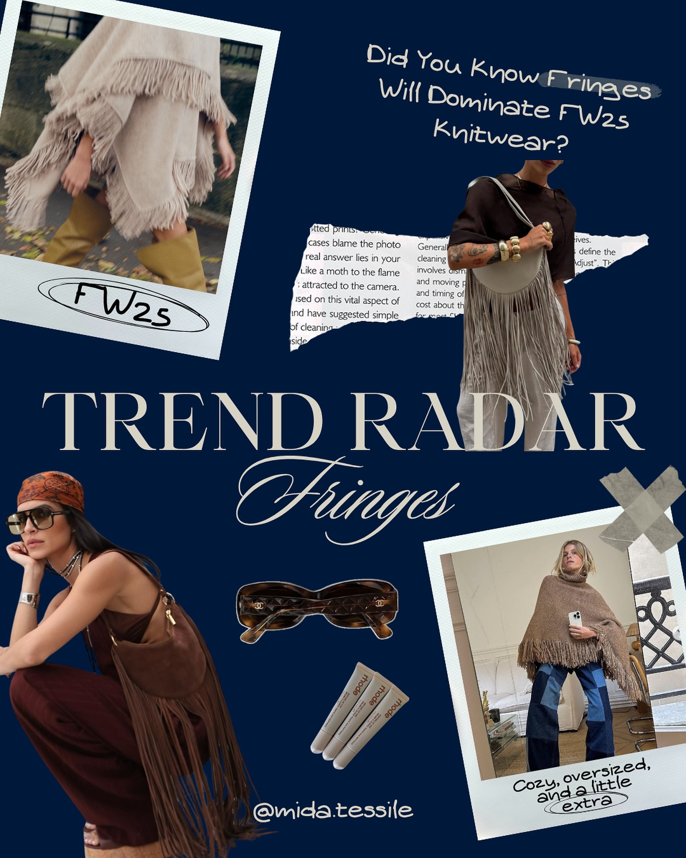 🧣Big Scarves, Bigger Fringes. Fall 2025 Is Already Talking.
If you haven’t noticed yet, fringes are quietly taking over the knitwear FW25/26 trends, but not in a subtle way. Think: oversized scarves with extra-long fringes, poncho vibes, that slightly dramatic, slightly undone look. Cozy but bold. Effortless but not really.
It’s one of those details that instantly makes a piece feel intentional. And honestly? Basic scarves feel a little... too basic now.
We see this trend shaping Fall/Winter 2025 already. And yes, at Mida Tessile, we’re already working on it, certified yarns only, always.
When a detail keeps showing up on runways, streetstyle and designer moodboards… you know it’s time to start sketching ideas. You know where to find us if you feel like chatting.
#TrendRadar #FW25Knitwear #FringeTrend #MaxiScarves #KnitwearVibes #MadeInItalyKnitwear #MidaTessile
#PrivateLabelKnitwear #KnitwearManufacturer #KnitwearSupplier #CustomKnitwear #FashionProduction #KnitwearFactory #ItalianKnitwearSupplier #CertifiedYarns #NoMOQProduction #B2BFashion #SlowFashionProduction #EthicalKnitwear #KnitwearDesignSupport #SustainableKnitwear #LuxuryKnitwearProduction #SmallBatchKnitwear