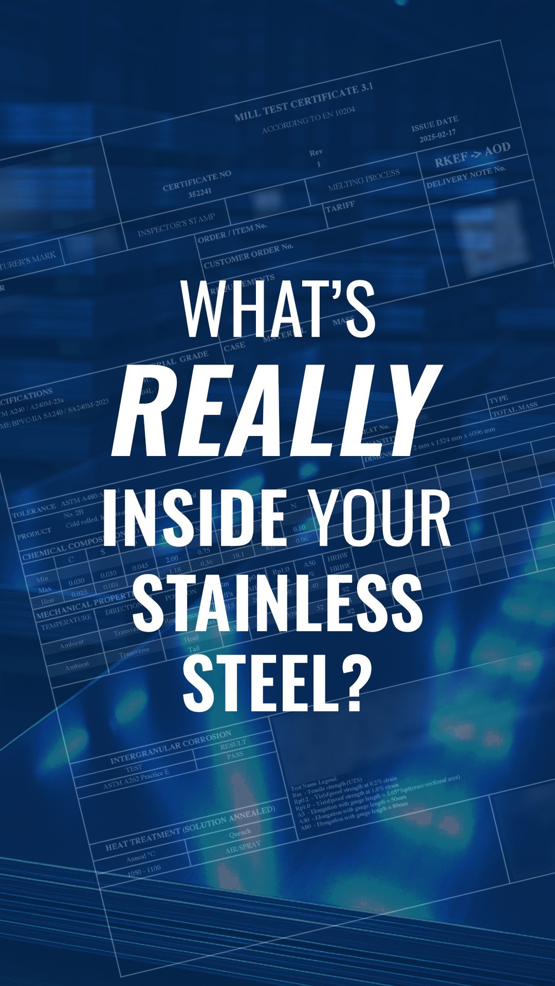 Do you know what's really in your stainless steel?
A Mill Test Certificate can show you that.
Hit the link in our bio to see the full breakdown of test results of an MTC on our website!
#NowYouKnow #SteelKnowledge #MTC #MillTestCertificate #TestResults