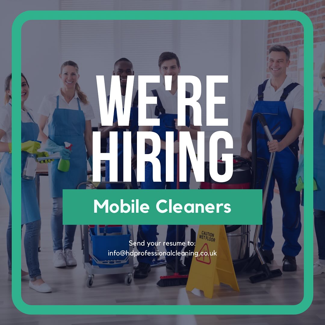 HIRING MOBILE CLEANERS🚗
Roles available on weekends, week days, school hours and evenings!
Roles available in Flintshire, Chester and Denbighshire
DRIVING LICENSE IS ESSENTIAL. Work vehicles available for use. Mileage paid for use of own vehicle. Travel time paid.
Between £12.41 and £13.50 per hour. 💰
Email us to enquire. 📧