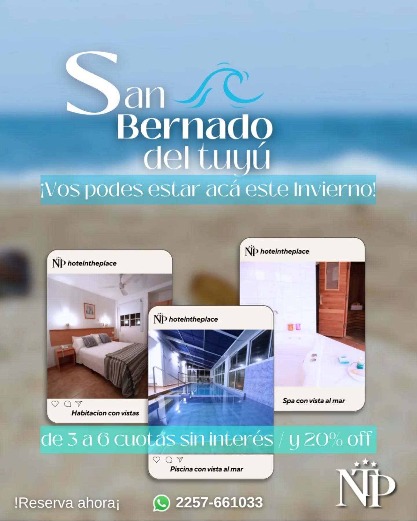 ¿Y vos qué estás esperando?
Desde el mar los días son distintos, los amaneceres cambian el gusto del mate y las mañanas motivan a disfrutar de tu familia en San Bernardo del Tuyú 🌊
Ponete en contacto con nosotros, a un paso de desconectarte de la rutina 🛩️
Para más información! ESCRIBINOS
Hotel New The Place San Bernardo del Tuyú 🌊