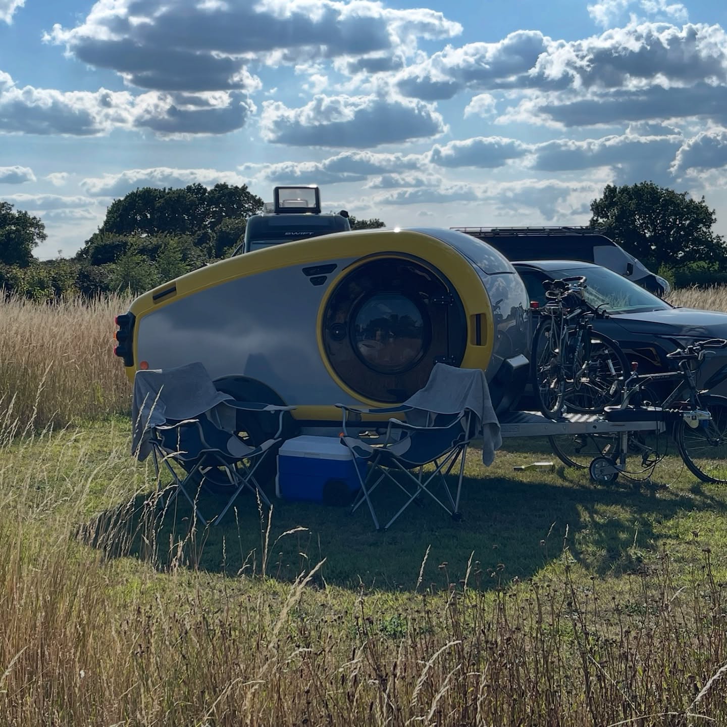 How cool is this setup? One of our campers brought the vibes with their epic caravan! ✨