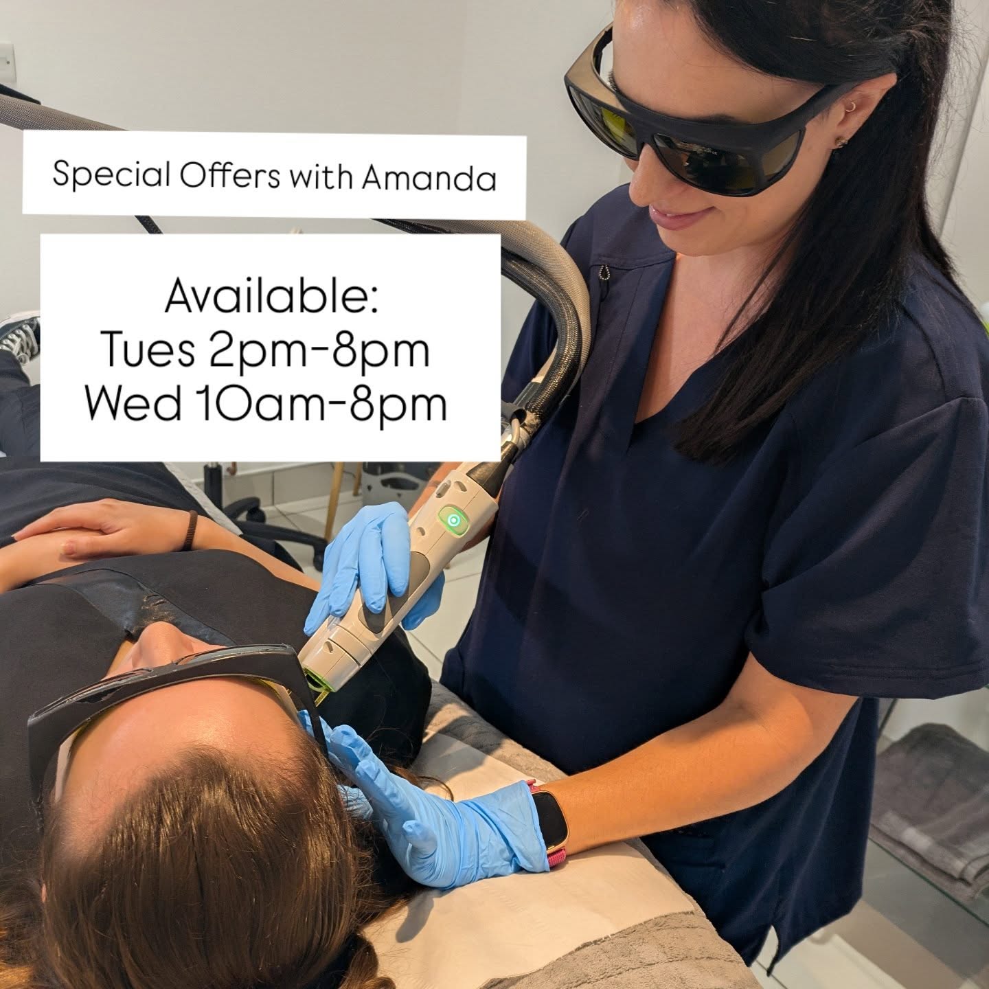 LASER HAIR REMOVAL OFFER WITH AMANDA!
✨ Special Offer Prices:
🦵 Lower Legs – £100 per treatment
👙 Bikini – £60 per treatment
🙋♀️ Underarms – £30 per treatment
💫 OR all 3 areas for just £150!
Available:
Tuesday 2pm -8pm
Wednesday 10am -8pm
Book now with Amanda using the Candela Alexandrite Medical Grade Laser – safe, effective and results driven 💥
📍 Free consultation & patch test included
📩 Message now to book
T&Cs apply
#LaserHairRemoval #CandelaLaser #SmoothSkin #LaserOffer #BeautyDeals #HairFreeCareFree