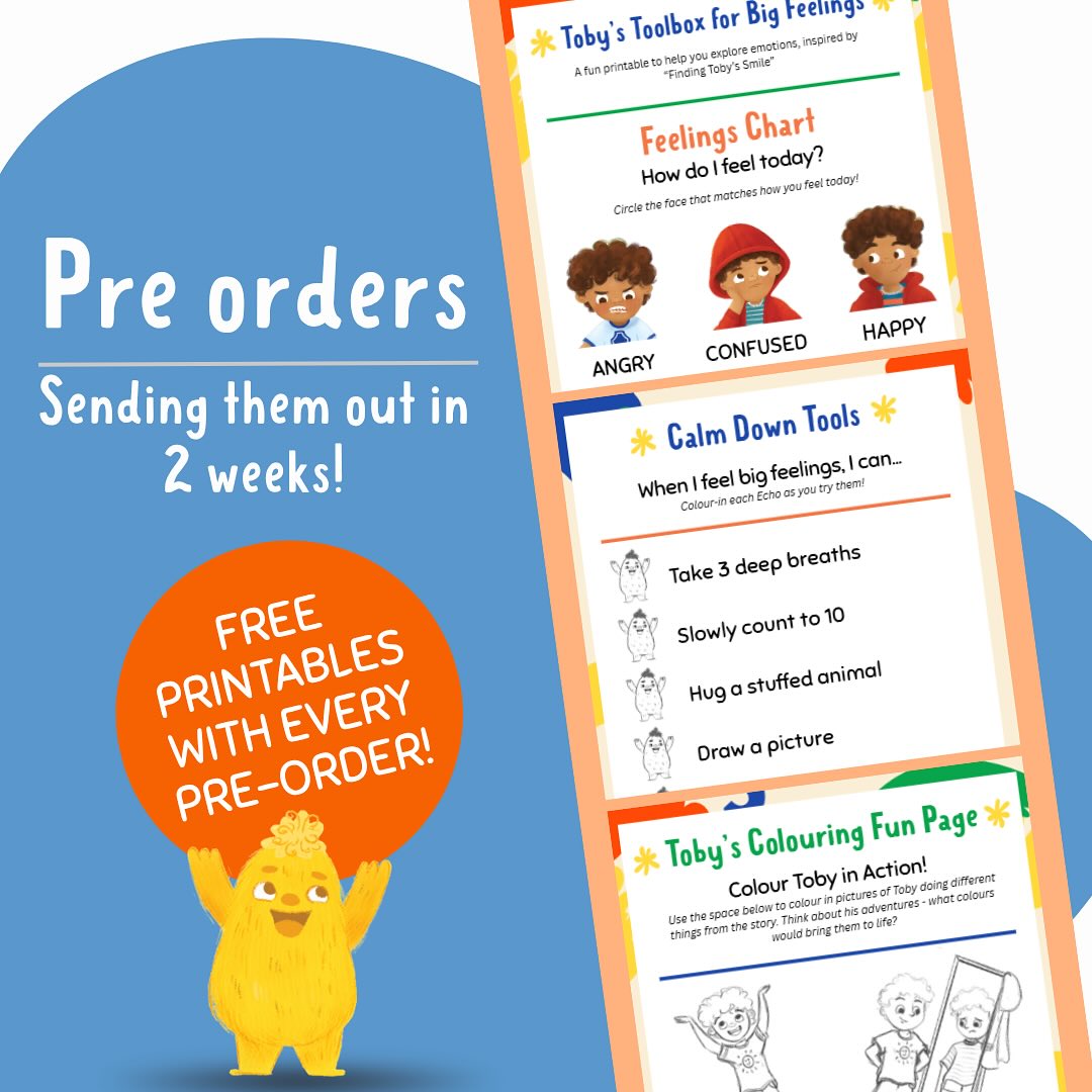 📦✨ A BIG thank you to everyone who’s already pre-ordered Finding Toby’s Smile! As a self-published author, I get a notification for every order—and honestly, it makes my day every single time. 💛
Books aren’t too far off from arriving at my doorstep, and as soon as they do, your pre-orders will be the first to be packaged and sent out with care! 📬 Plus, your exclusive bonus PDF activity pack will land in your inbox the same day your book is posted. Here’s a sneak peek into 3 of the activities in the pack:
🧠 Identifying emotions
🗣️ Practising simple mindful strategies
🎨 Colouring in sketches of Toby
💡 Haven’t ordered yet? There’s still time to score the pre-order exclusive activity pack—but once pre-orders close, it won’t be available on the website!
🚚 Free shipping is available for customers within 15km of Hillside 3037.
Happy shopping at wrentalespublishing.com.au 💕
I’d love to know—what’s your go-to activity to pair with a story?
#FindingTobysSmile #WrentalesPublishing #SupportLocalAuthors #PictureBooksAustralia #EmotionalWellbeingForKids #PreOrderBonus #BooksForKids #SelfPublishedAuthor #KidsBooksAustralia