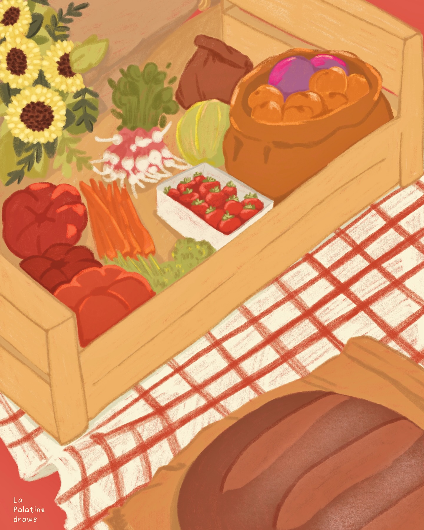 Retour de marché 🍅🥖 comme chaque dimanche !
#lapalatinedraws #versailles #versaillesmaville #placedumarché #marketday #lapalatineboutique #lapalatine #summer #summertime