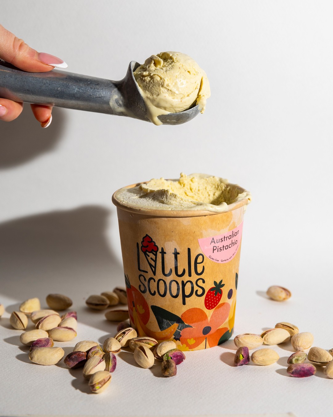 Our bestselling scoop and for good reason 🍨 Creamy pistachio made with 100% Aussie pistachios and just a hint of salt. No nasties, just small-batch goodness from Little Scoops.