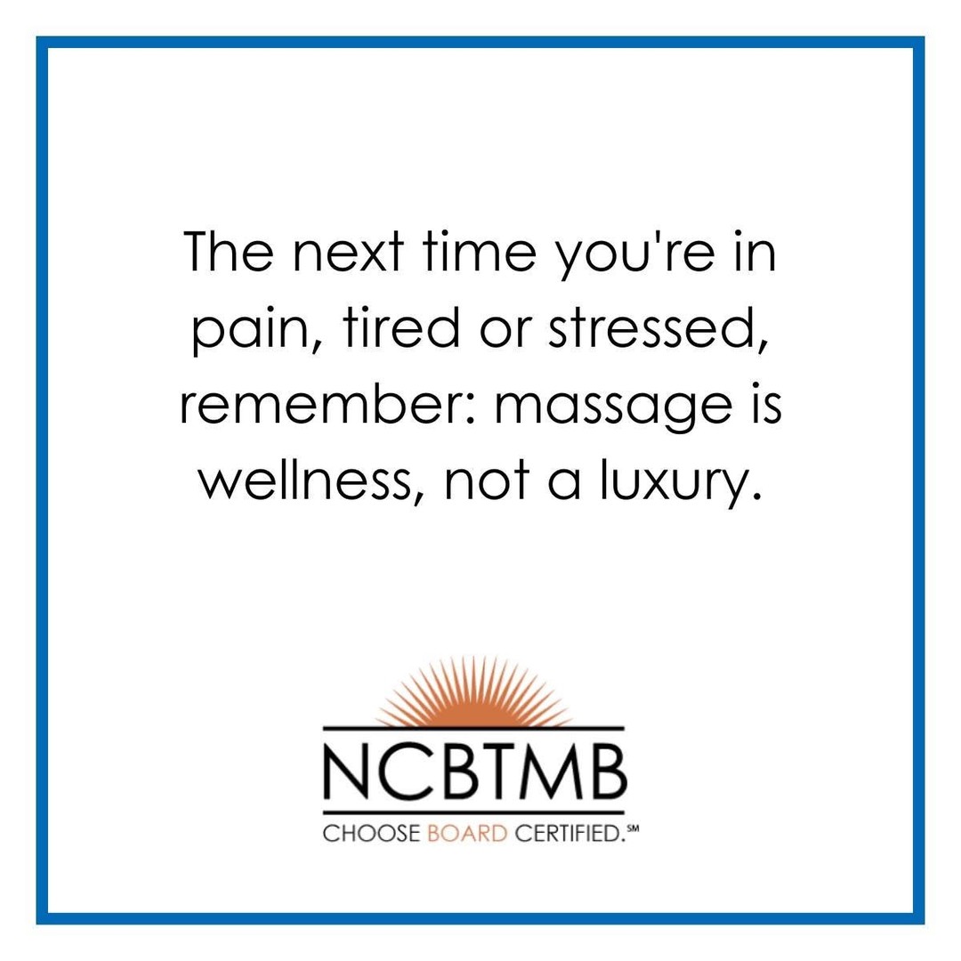 Massage is wellness. Self-care is required for wellness to occur. Consider booking a massage, it’s always worth it! - https://mailchi.mp/88e9e60f9051/massage-is-wellness-not-a-luxury