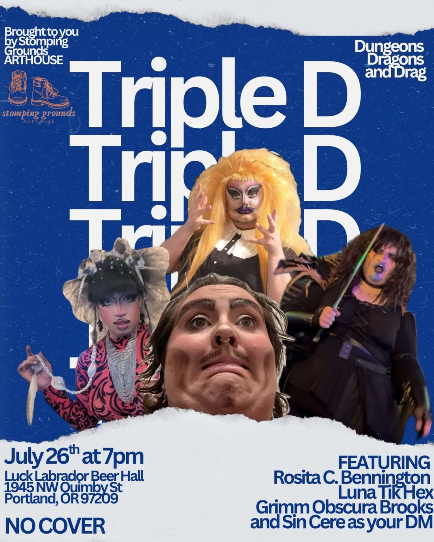 Super stoked about the upcoming Triple D! July 26th at Lucky Labrador Beer Hall on Quimby. I read through some of Sin's notes and I'm disturbed in a VERY fun way! Looking forward to seeing you there! ⚠️🟩⭐🛑🟣 Tickets are free!!