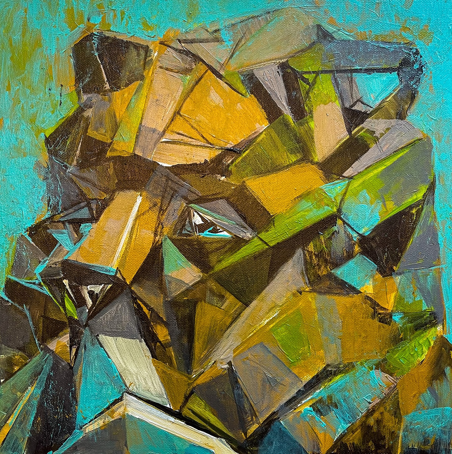 Title: “Bär”
Acrylic on canvas, 16x16”
Created in 2025
DM for inquiries
This one’s quieter—but make no mistake, “Bär” holds the stare. A more meditative beast built from mossy greens and fractured shadows. Geometry meets mystery in a portrait that feels like it’s been watching you the whole time.
#BärPainting #acryliconcanvas #modernanimalportrait #timothybanks #cubistcreature #expressionistpainting #bearart #charlestonartist #boldbrushstrokes #earthtoneart #geometricart #artforsale #wildlifeartist #moodypalette