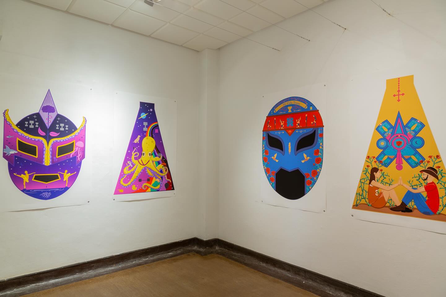 This Thursday, don’t miss the Lucha Libre Trans Queer Art Espectacular Art Exhibit and Panel Discussion.
Where: @tgrcnm ( 1515 4th St NW, Albuquerque, NM 87102 )
When: July 24th
Art exhibition: 6:00 pm
Panel Discussion: 6:30 pm
Photos taken by Aziza Murray during the installation at @harwoodartcenter