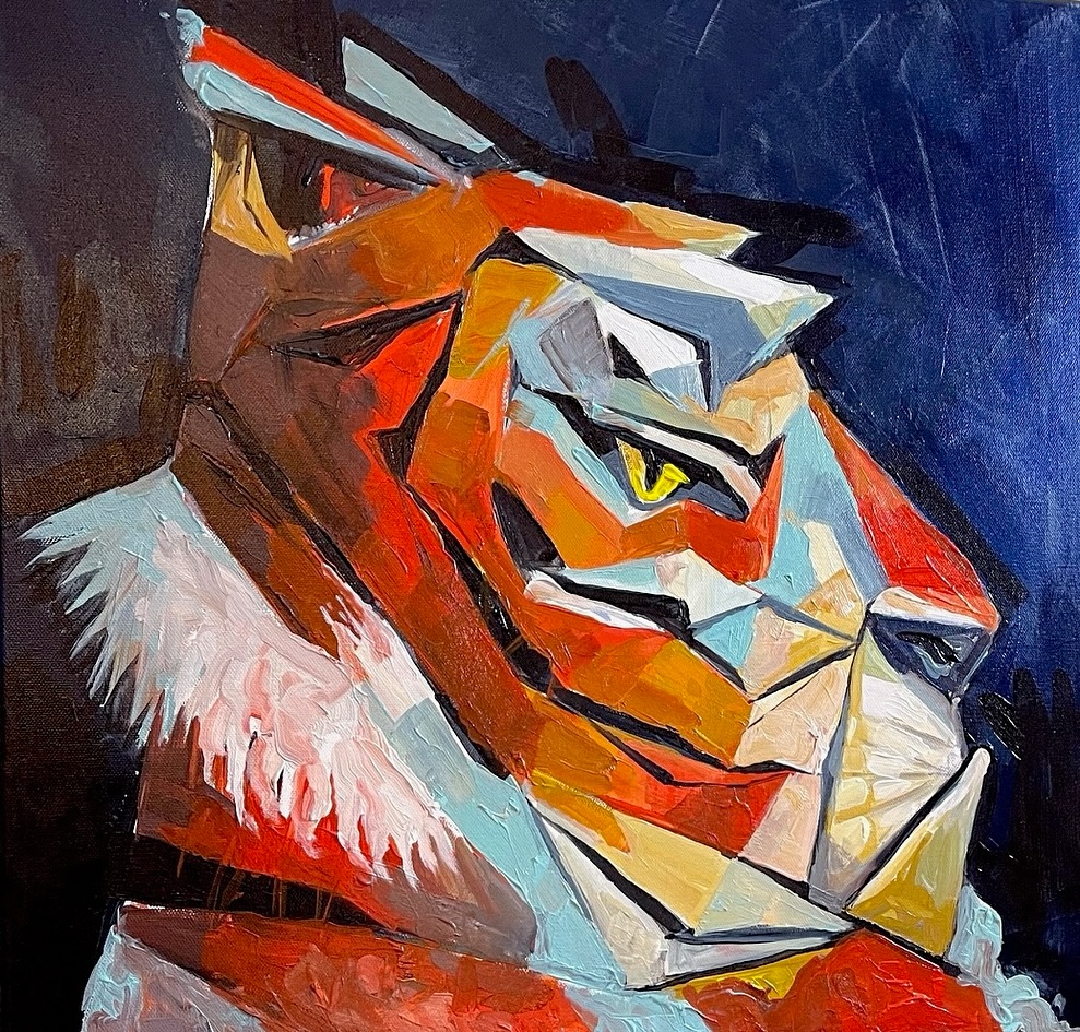 Title: “Le Tigre”
Acrylic on canvas, 24x24”
Created in 2025
DM for inquiries
“Le Tigre” isn’t here to sneak through tall grass—he’s crashing the scene in full profile and full power. Painted in bold blocks and sharpened strokes, this piece is all heat, muscle, and a dash of French drama.
#LeTigre #acrylicpainting #tigerart #animalportrait #contemporarypainting #charlestonartist #bigcatart #cubistinspired #boldandcolorful #modernwildlifeart #timothybanks #redhotcanvas #beastmode #artcollectorsofinstagram