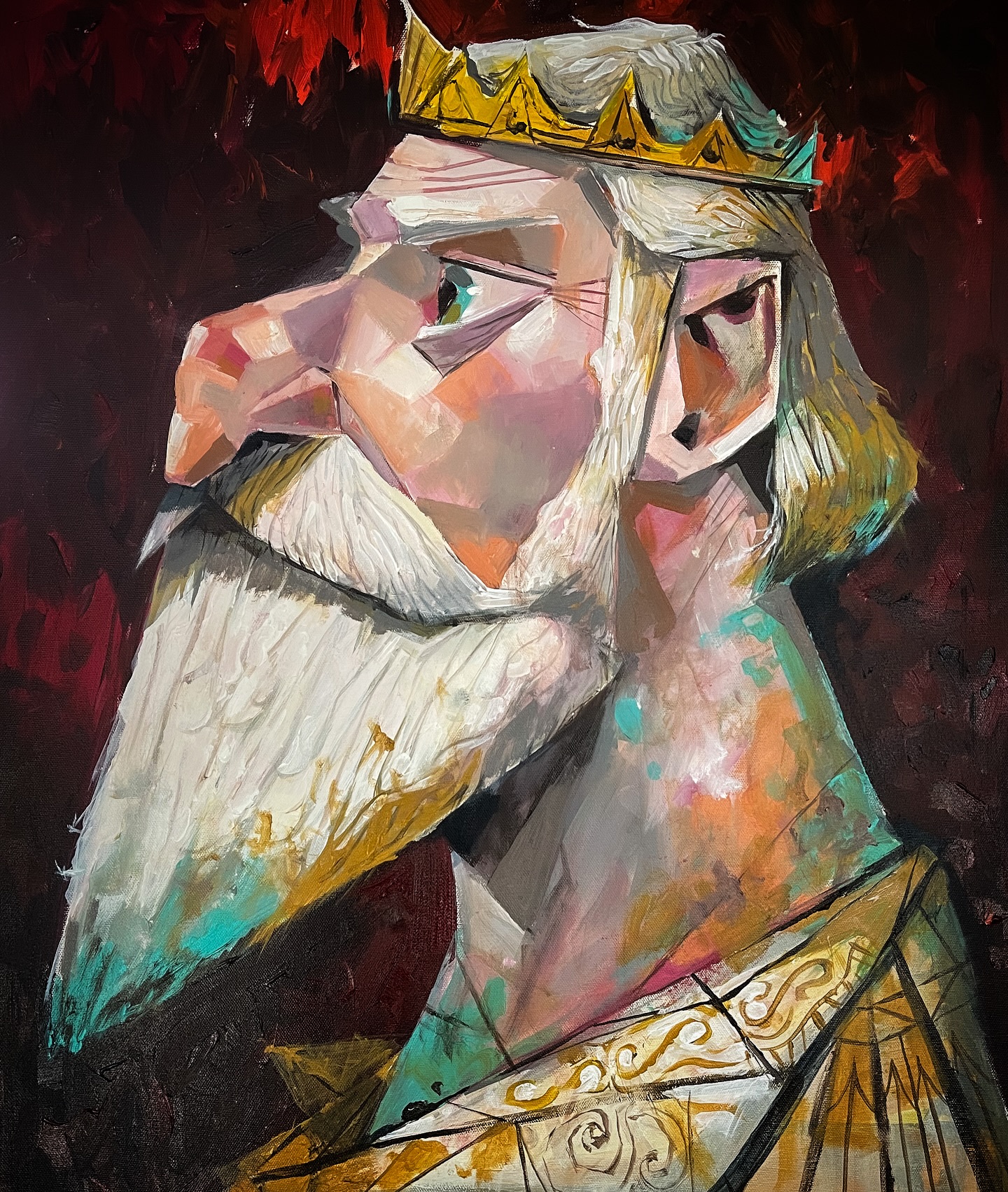 “King Me”
18x24” acrylic on canvas
Acrylic layers and bold textures bring this regal figure to life—part stoic, part surreal. One of my recent explorations in character portraiture.
🎥 Swipe for a short process video.
#timothybanks #portraitpainting #acrylicpainting #contemporaryfigurative #kingportrait #galleryart #southernart #timothybanksstudio #fineartpainting