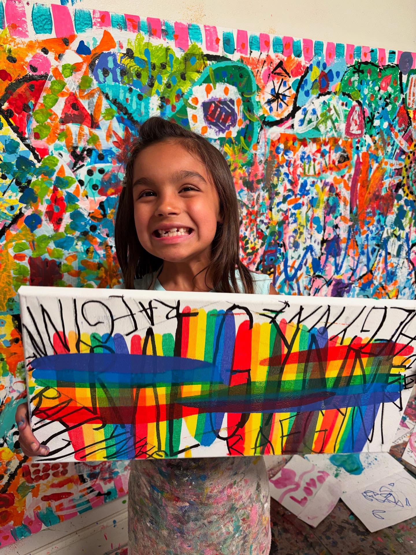 I absolutely love the kid's name art. It's fun to watch how experimental the kids are when you give them free rein over the paint and tools.