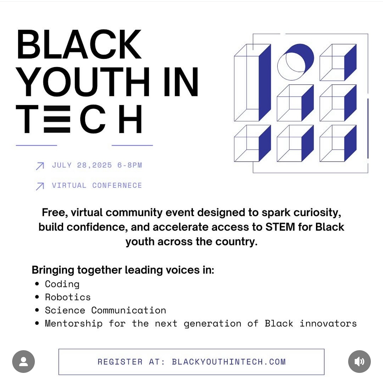 Join @hbcustemer at their Black Youth in Tech Virtual Conference
📅 Date: Monday, July 28, 2025
🕒 Time: 6 - 8 PM EST
📍 Location: Virtual
💡 What to Expect:
🔧 Hands-On Workshops: Dive into coding, AI, and game development.
🎤 Inspiring Speakers: Hear from industry leaders and inspiring young tech enthusiasts
🎁 Exciting Giveaways: Win tech gadgets and scholarships
🎯 Who Should Attend:
Young innovators (grades 6-12) and parents interested in exploring careers in technology.
🔗 Register for FREE at blackyouthintech.com!
Black Youth in Tech is a free, virtual community event designed to spark curiosity, build confidence, and accelerate access to STEM for Black youth across the country. Hosted by @hbcustemer in partnership with @iamrovot , this empowering experience brings together leading voices from the worlds of coding, robotics, science communication, and youth mentorship to inspire and equip the next generation of Black innovators.
🔗 Register now at blackyouthintech.com!
#blackyouthintech #blackintech #atlantatech #stem #stemeducation #summercamp #virtualconference #tech #stem #blackinstem #rovot #hbcustemer #hbcustemeducationrun #robotics #ai #blackwomenintech
@hiddengeniuspro @codehouseorg @techteensinc @blackwomentalktech @blackgirlscode @blackgirlsdoengineer @blacksintechnology @nationalbdpa @microsoft @google @amazon @coxenterprises @shelovesstem @nsbe_jr