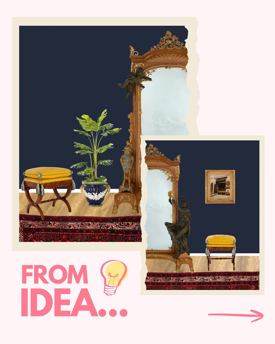 From idea to the final shot 📸
This styled set I created for a luxury antiques gallery, celebrates the stunning and unique Art Nouveau mirror by Maison Millet, originally crafted for the 1900 Paris Exposition Universelle. It demonstrates how antiques can be styled in bold, contemporary ways, embracing modern trends while also honouring and preserving their rich history. 🪞
I can help you show antiques and vintage pieces in fresh, unexpected ways that make them exciting and relevant to today’s audiences! Send me a DM or visit my website to find out more - link is in the bio! 😊
📸: Claire Collins for Mayfair Gallery
•
•
#photoshoot #homestylinginspo #homeinspo #antiques #antiquesofinstagram #antyki