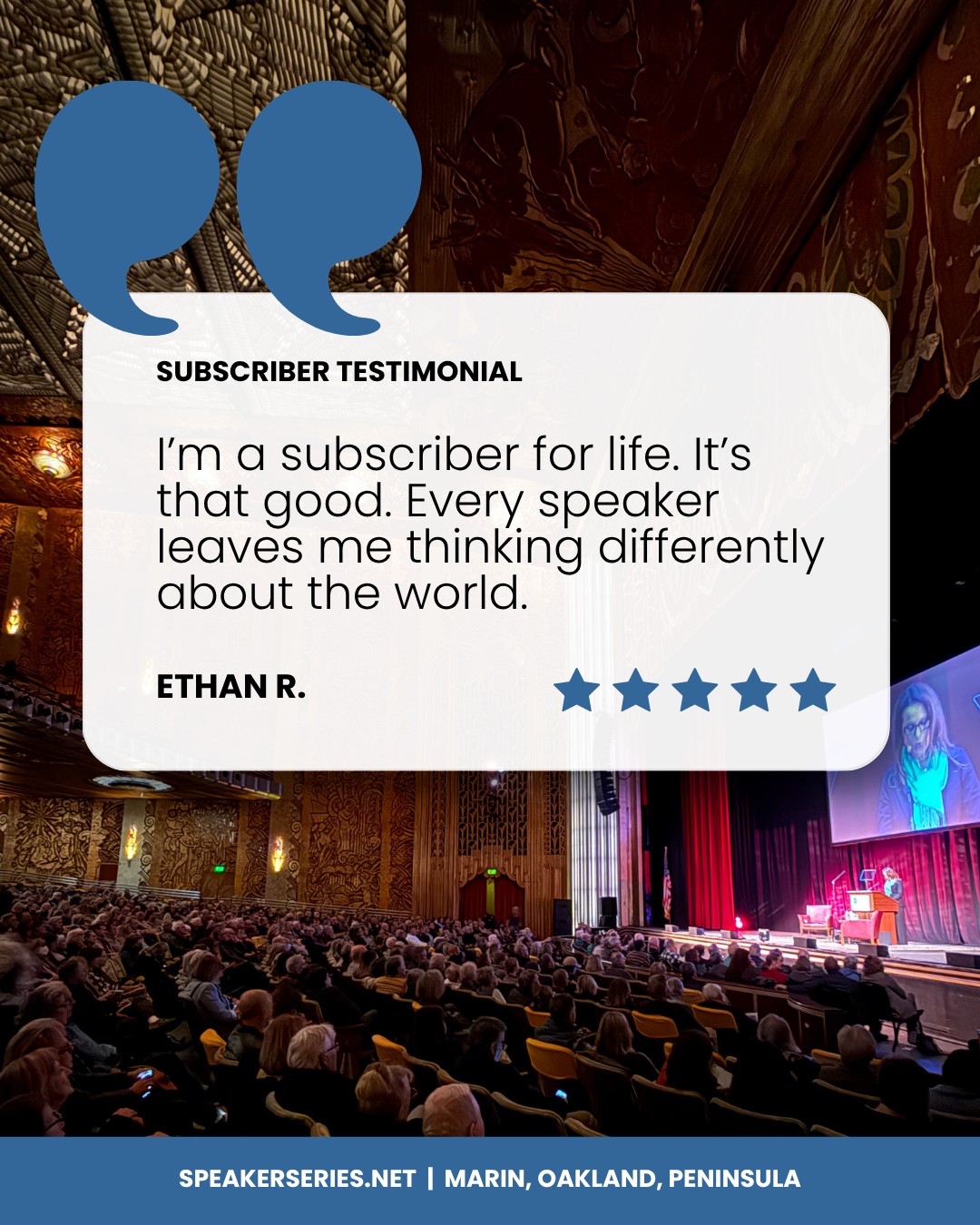 Once you experience it, you’ll get it. Season after season, our speakers challenge assumptions, shift perspectives, and keep subscribers coming back for more.
Now is the time to get in on the upcoming season! Grab your tickets at speakerseries.net.