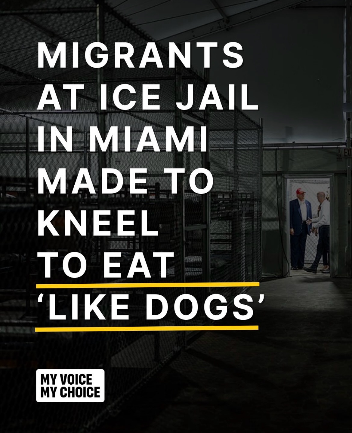 Migrants at an ICE-run detention center in Miami were shackled with their hands behind their backs and forced to kneel to eat from Styrofoam plates, according to a new report.
(Source: The Guardian & @myvoicemychoiceorg)
It feels like every day weâre confronted with new horrors emerging from these modern-day concentration camps. The personal accounts of the conditions are devastating. Itâs not new. Itâs not accidental. This is the violence of colonialism, still unfolding, on stolen land.