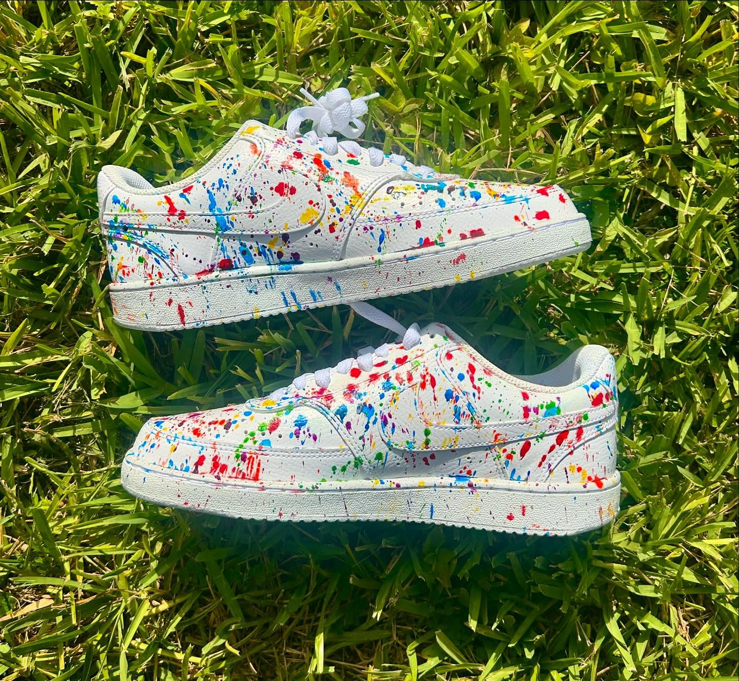 splatter customs have been the hot item this summer🔥🎨 #customsneakers #southflorida #southfloridaartist