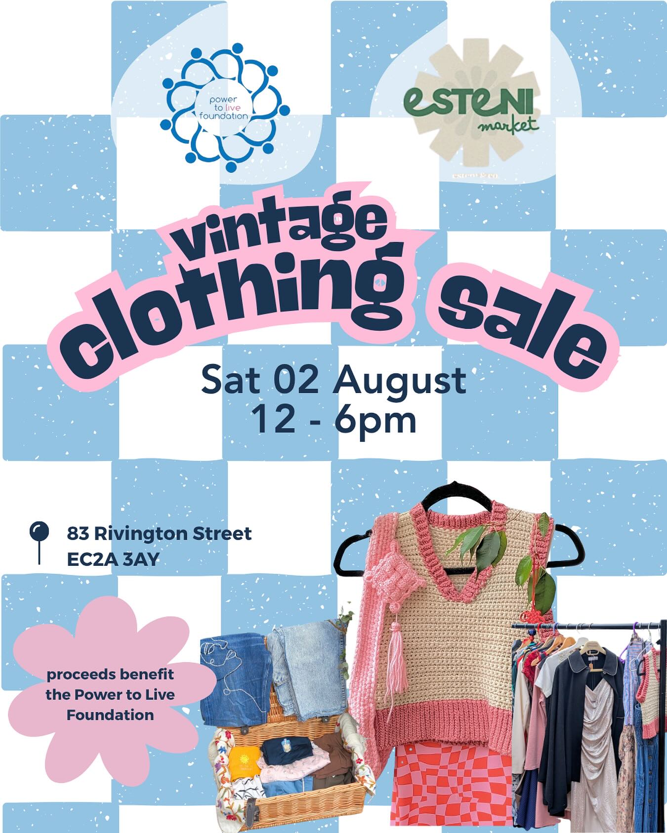 🧵 Vintage Finds for a Cause 💛
Join us at Esteni Market on 2 August for a one-day-only vintage clothing pop-up!
Every purchase supports Power to Live, helping make therapy more accessible to those who need it most.
✨ Come for the fashion, stay for the impact.
📍 Esteni Market
🗓 2 August 12-6pm | 83 Rivington Street EC2A 3AY
💥 100% of proceeds go to Power to Live
#VintageForChange #PowerToLive #EsteniMarket #SustainableStyle #TherapyAccess #LondonPopUp
#PowertoLiveFoundation #therapy #counselling #onlinetherapy #inpersontherapy #london #connection #psychotherapy #charity #mentalhealthtips #psychotherapy #donatetoday #cognitivebehaviouraltherapy #acceptanceandcommitmenttherapy #fuctionalanalyticpsychotherapy