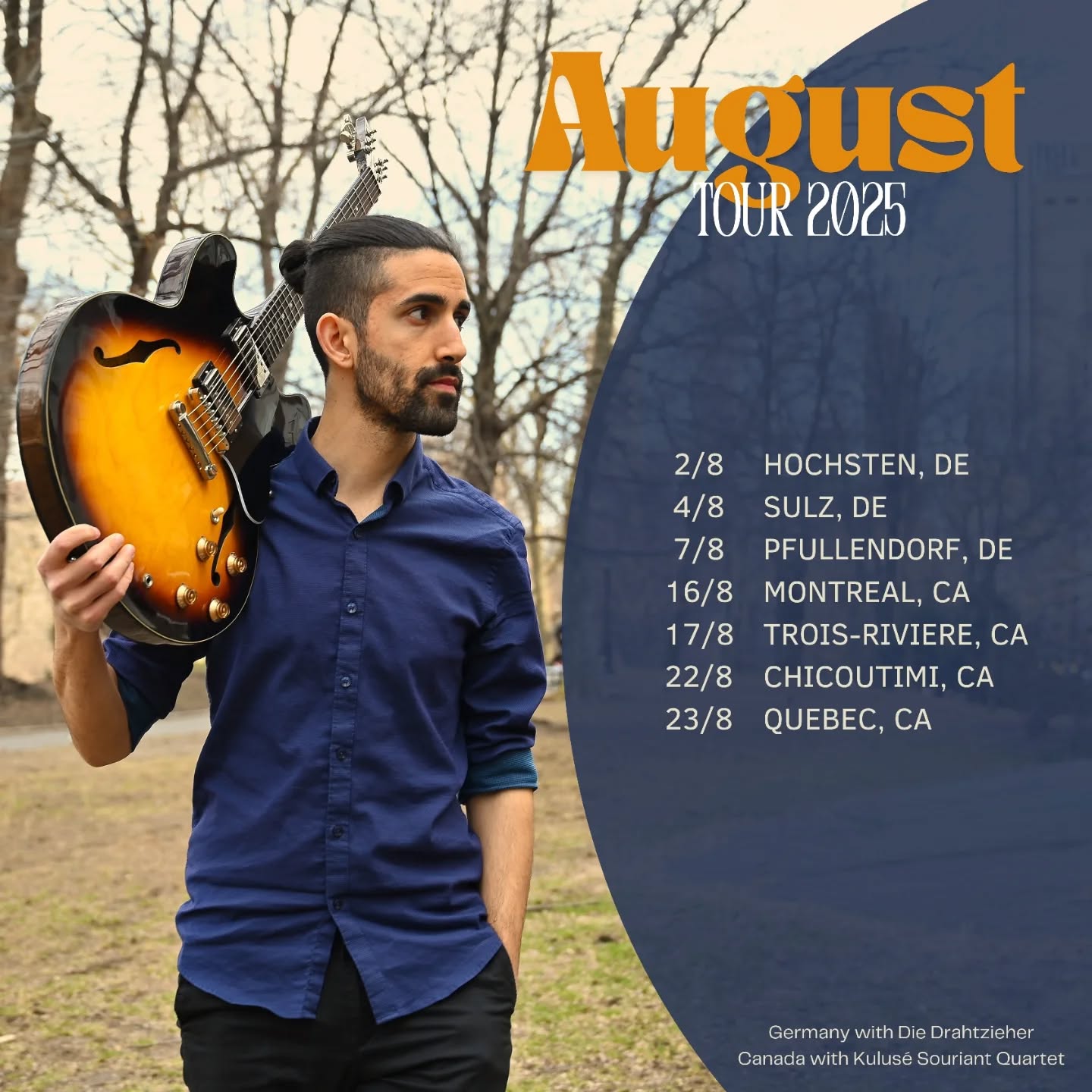 ๐ฉ๐ช๐จ๐ฆ
Starting this weekend!
Thankful to join again @die_drahtzieher for another round to present our new music, which will be recorded next year as a debut album. After that, I'll be joining Kuluse Souriant Quartet for a couple of concerts!