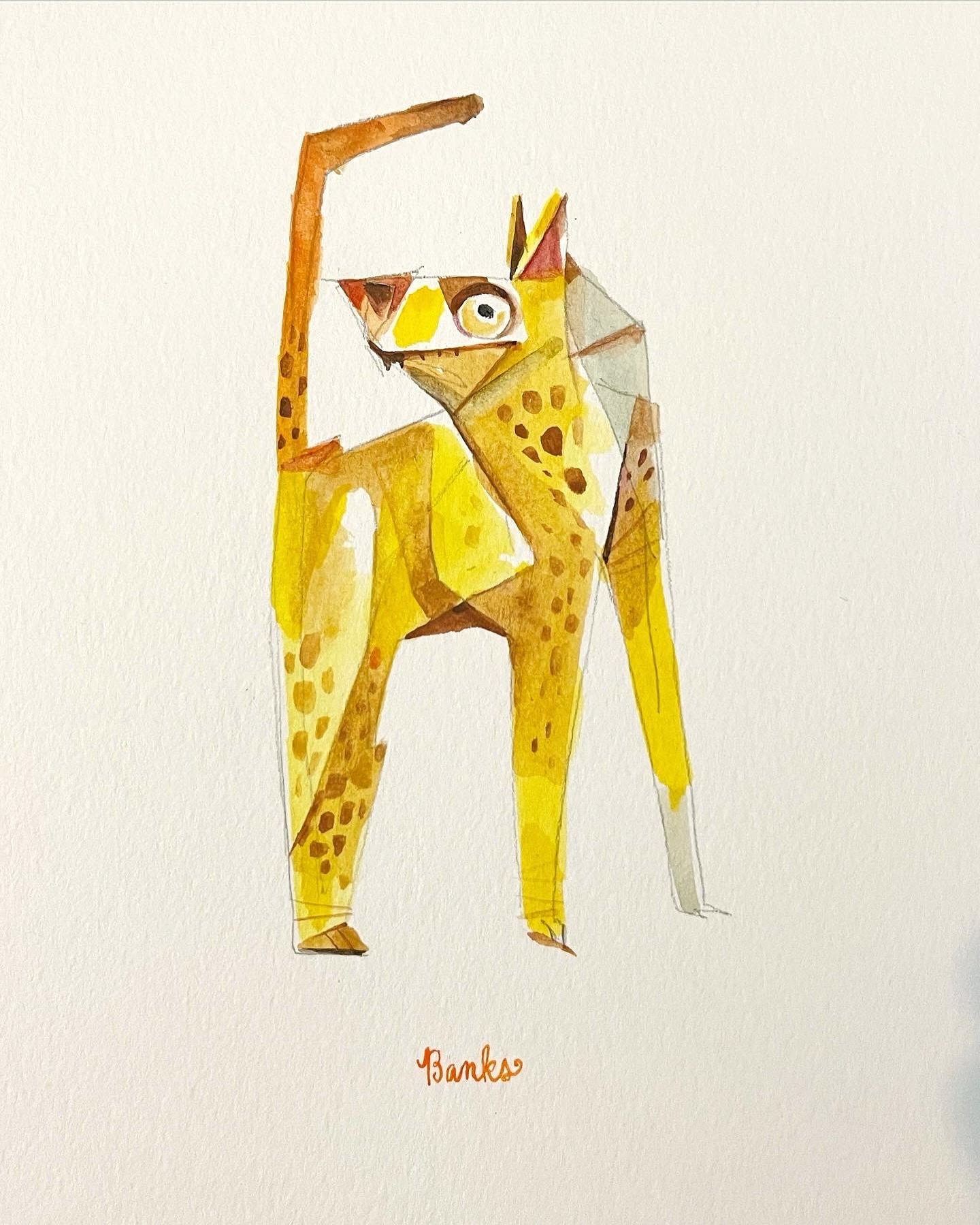 Title: “Leopard”
Watercolor on paper, 4x6”
Sold at Corrigan Gallery, 2023
Starting off my new grid with a bit of feline flair. “Leopard” was a small but mighty piece—part big cat, part cubist daydream. Keep an eye out as I build this gallery with paintings both wild and weirder.
#watercolor #leopardart #contemporarypainting #modernart #illustrationart #artcollector #galleryartist #animalart #cubiststyle #southernartist #timothybanks #corrigangallery #charlestonartist #newart #artistsoninstagram