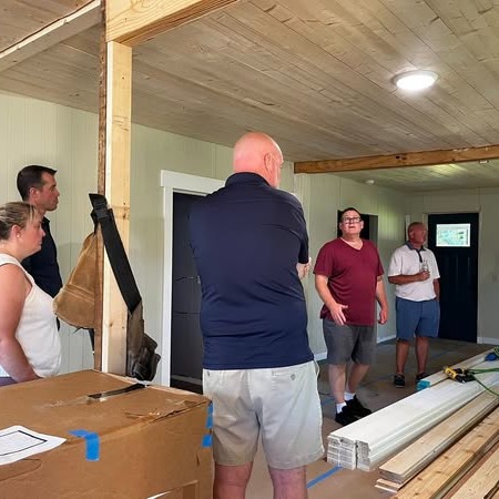 Farmhouse renovation project is moving along!!! Founder, Scott, took the board on a tour of the new and improved farmhouse! We are still in need of financial donations to finish the project (cash, checks, PayPal, Venmo). The farmhouse will be utilized by Veterans and their families once completed. Please help spread the word and share this post.