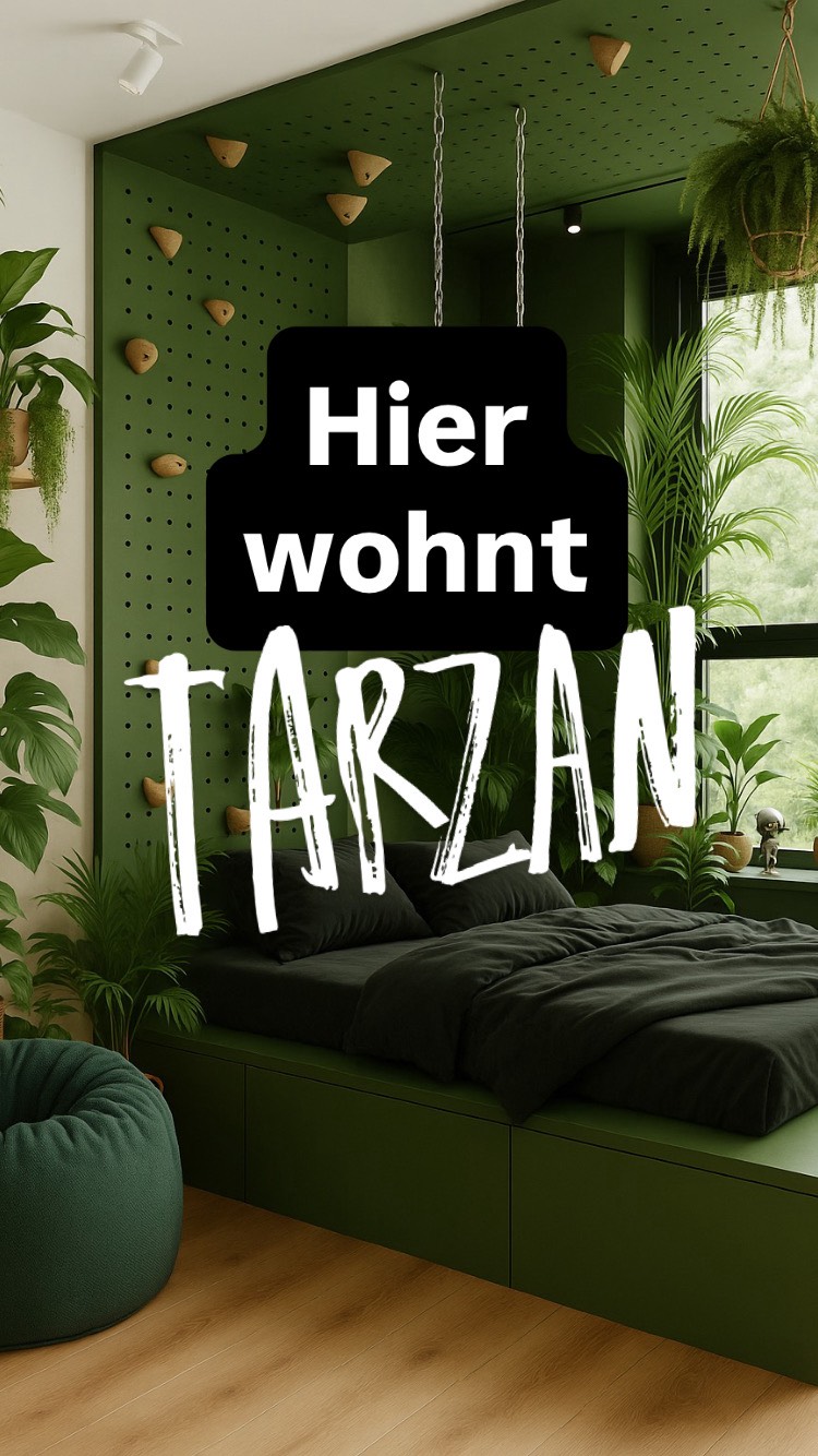 Wie gefällt dir das Teenager-Zimmer im Dschungel-Style? 🌱🌿#interior #kinderzimmer #teenagedream#interiordesign #inneneinrichtung #design #sanieren #renovieren #neubau #kinderglück