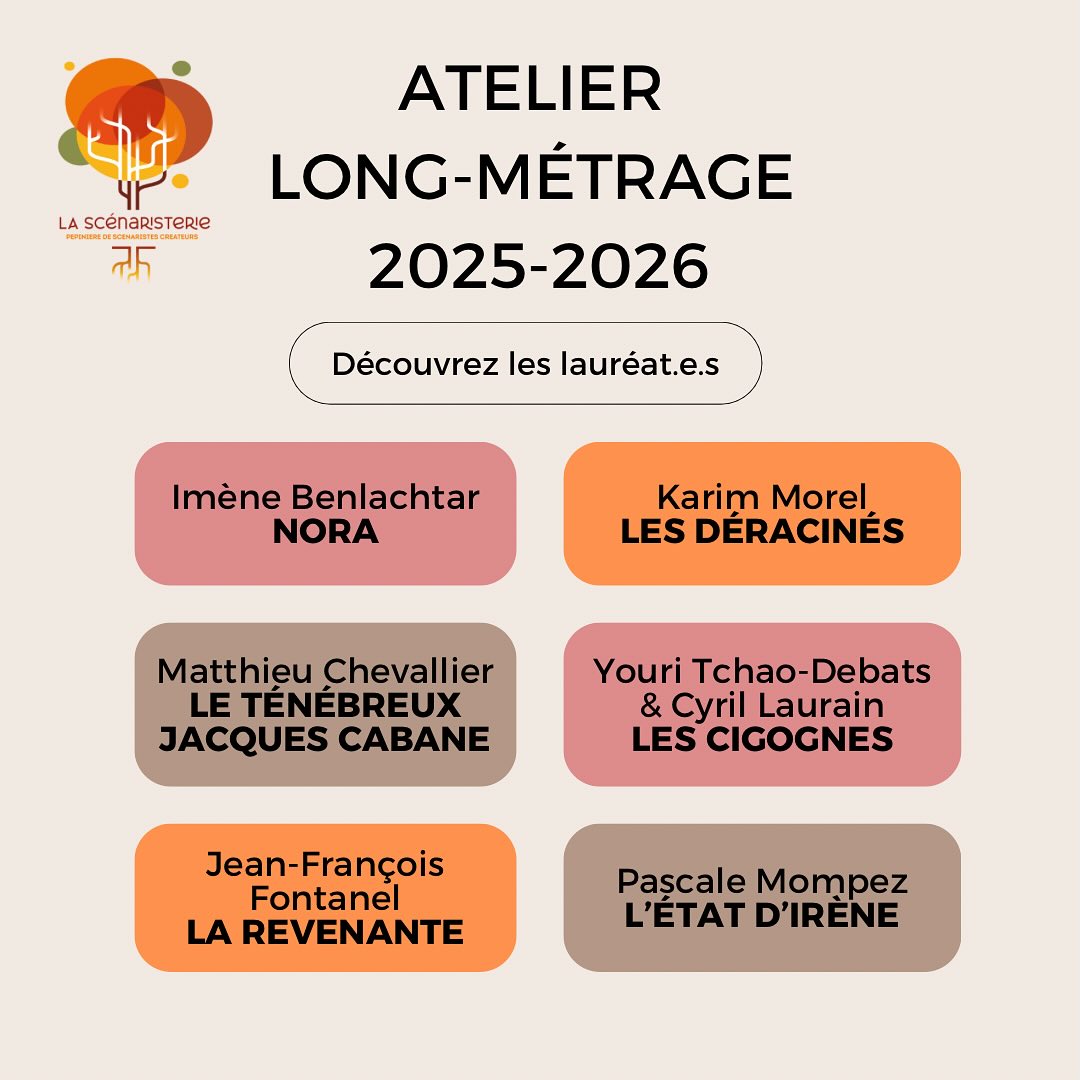 ✨Voici les 6 projets lauréats de l’ALM 2025-2026, qui sera encadré par Cécile Polard et Émilie de Monsabert. Un grand bravo aux auteurs.trices sélectionné.e.s✨Et RDV fin septembre pour la 1ère semaine d’atelier 👻
Un grand merci à nos partenaires @le_cnc @iledefrance et @sacdparis et leur soutien crucial 🙏🙏🙏