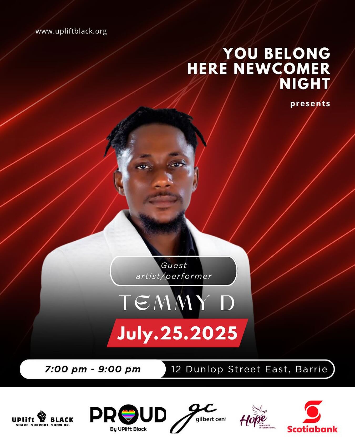 THIS FRIDAY @realtemmyd will be performing at our monthly Newcomer Night!
Join us for the July edition of the You Belong Here Newcomer Night on Friday, July 25 at Uplift Black Studio for an inspiring session:
“Pathways to Employment: Entry-Level Careers That Open Doors”
✨ Learn about job opportunities in health care, PSW, security, factory work, construction & more
✨ Hear from industry experts, newcomers & long-time residents
✨ Get resume tips, job search strategies, and potential referrals
✨ Enjoy dinner & live entertainment by the Uplift Black Artist Collective
🕖 7:00 PM – 9:00 PM
📍 12 Dunlop Street E, Barrie
🎟️ Free & open to newcomers!
Register now: https://www.upliftblack.org/newcomernights
Join us for good food , community and great music!
Temidayo Afolabi, professionally known as Temmy D, is a multitalented artist hailing from
Nigeria. He’s not just a singer-songwriter but a creative force reshaping the landscape of
Nigerian music.
Temmy D has embarked on an innovative journey to carve a distinctive path in the industry.
His music is a fusion of Afrobeat, Pop, and R&B, making bold statements while embracing the
essence of his Nigerian roots.
With a signature style that weaves together sound, lyrics, and instrumental perfection, Temmy
D’s music is like a collection of messages sealed in envelopes, each song unveiling a captivating
blend of love, culture, trends, spirituality, history, lifestyle, and the intricacies of corporate life.
This extraordinary artist has found his home under the wings of ‘Naija Ninja,’ a record label
known for nurturing exceptional talents like Sound Sultan and Baba Dee. Temmy D is ready to
take center stage, driving his music forward with purpose, while leaving an indelible mark on
the ever-evolving Nigerian music scene.
#UpliftBlack #YouBelongHere #NewcomerSupport #EmploymentPathways #BlackAndQueer #SimcoeCounty #CareerBuilding #RefugeeSupport
