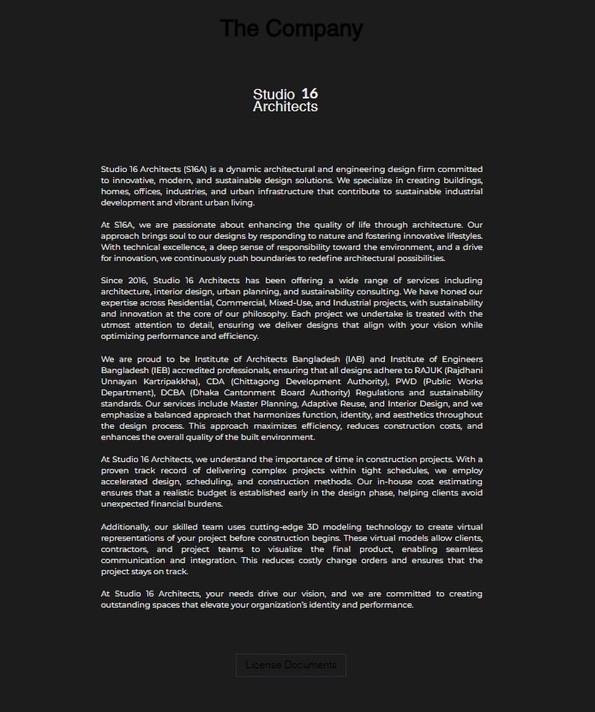 At Studio 16 Architects, every space begins with vision, precision, and purpose. Proud of the journey, driven by design.
Explore more at studio16architectsbd.com
#Studio16Architects #AboutUs #ArchitectsOfBangladesh #DesignWithPurpose #DhakaArchitecture #CreativeStudio #ArchitectLife #ModernArchitecture #VisionDrivenDesign #BangladeshiArchitects #ArchitectureFirmBD