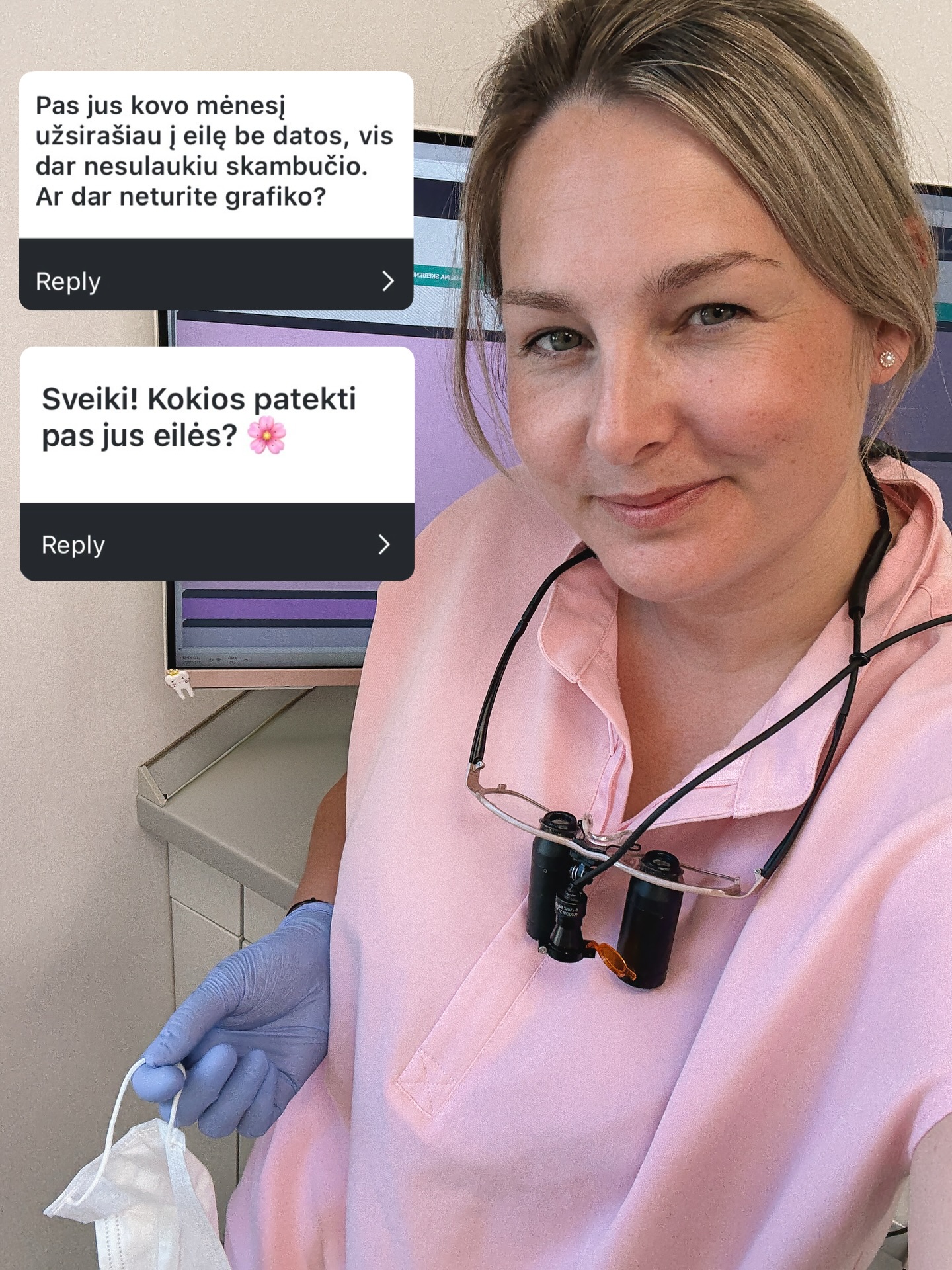 Pasikartojantys klausimai 🥰
Dėkoju Jums ir Visatai! Sulaukus tokių klausimų, kyla dėkingumo jausmas ir kartu šiek tiek nerimas ☺️
Dėkoju už kantrybę ir pasitikėjimą! Stengiuosi kaip įmanoma labiau rūpintis Jūsų šypsenomis!
Dirbu kelis pusdienius per savaite ir tik tris savaites per mėnesį. Tad eilė juda lėtai …
Dauguma turbūt žinote priežastį dėl ko taip ilgai užsitęsė laukimas. Mūsų džiaugsmui kitą mėnesį jau 1 metas 🥰
Bet jis vis tiek dar labai mažytis.
Pažadu vis daugiau darbuotis, nes labai pasiigau Jūsų Šypsenų! ir nekantrauju susipažinti su naujomis 🌸☺️
Drąsiai skambinkite, rašykite visais klausimais. Mes visada, na beveik visada ☺️ rasime sprendimą 🙏🏻