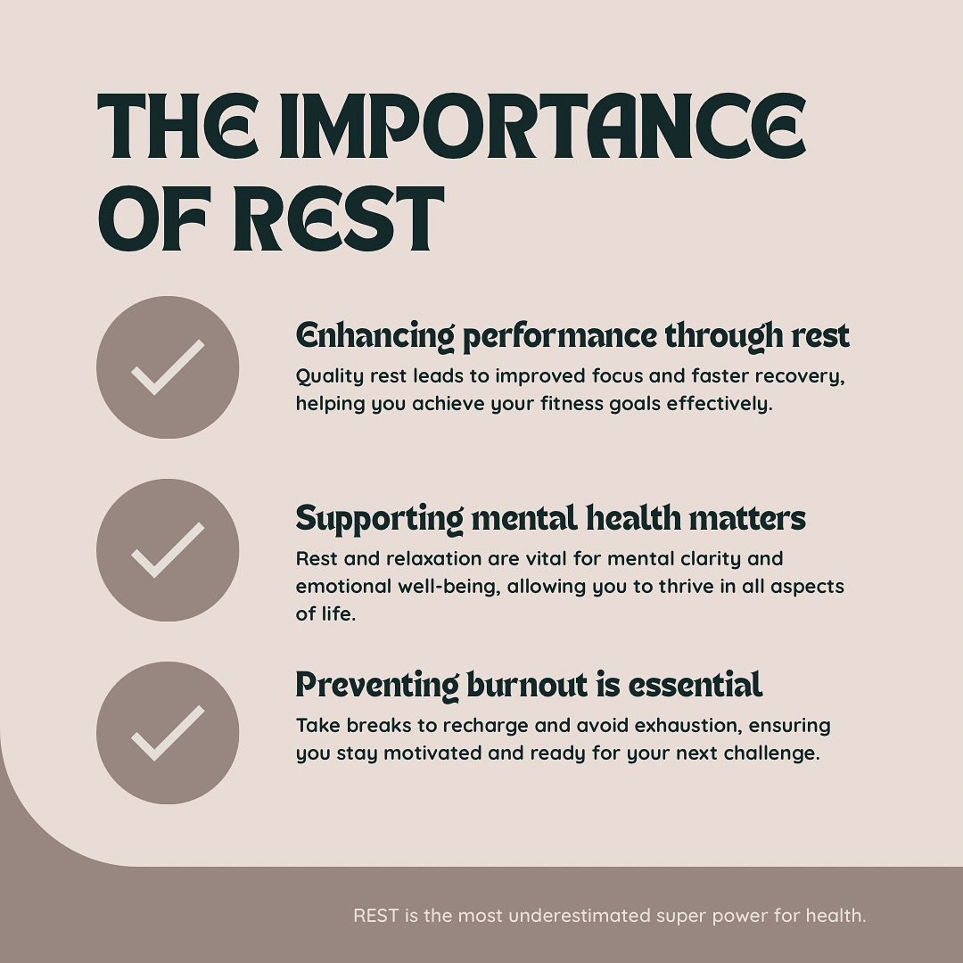 An important component of health (for overachievers, perfectionists and self-critical women) is rest.
And sometimes, itâs the one they have most trouble with.
I see it with my clients all the time.
Rest for active women is a non-negotiable if you want long-lasting results.
Because rest is vital not only for physical recovery but also for mental well-being.
When women engage in regular physical activity, their bodies undergo stress and micro-injuries that require time to heal, especially as we get older. Without sufficient rest, the risk of injury increases, performance can suffer and overwhelm/burnout occurs.
Rest days allow muscles to repair, rebuild, and strengthen. Proper rest helps to regulate hormones, maintain energy levels, and boost the immune system.
Mental rest is also essential.
Constantly pushing oneself can lead to burnout and fatigue, impacting motivation and focus.
Taking time to relax and recover will promote a balanced life, allowing us to recharge emotionally and mentally.
This will show up -as better mood, reduced stress and cortisol levels, and enhanced overall quality of life.
Incorporating rest is not about not doing anything - it can be about lighter activities such as yoga, stretching, or nice walks.
Even sleeping a little longer , than having to wake up at 5am to get that workout done - even though you had a terrible night of sleep - that can make a huge difference.
Make rest a priority if you feel like your life is chaotic.
It is just as important as nutrition and training.
â¤ď¸,
Anna.