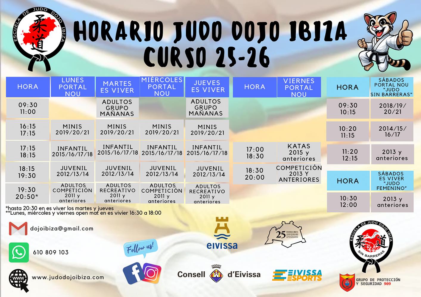 Horarios confirmados para la temporada 25-26 que empieza en septiembre y que esperamos con muchas ganas e ilusion! Plazas limitadas! Reserva la tuya y no te quedes sin