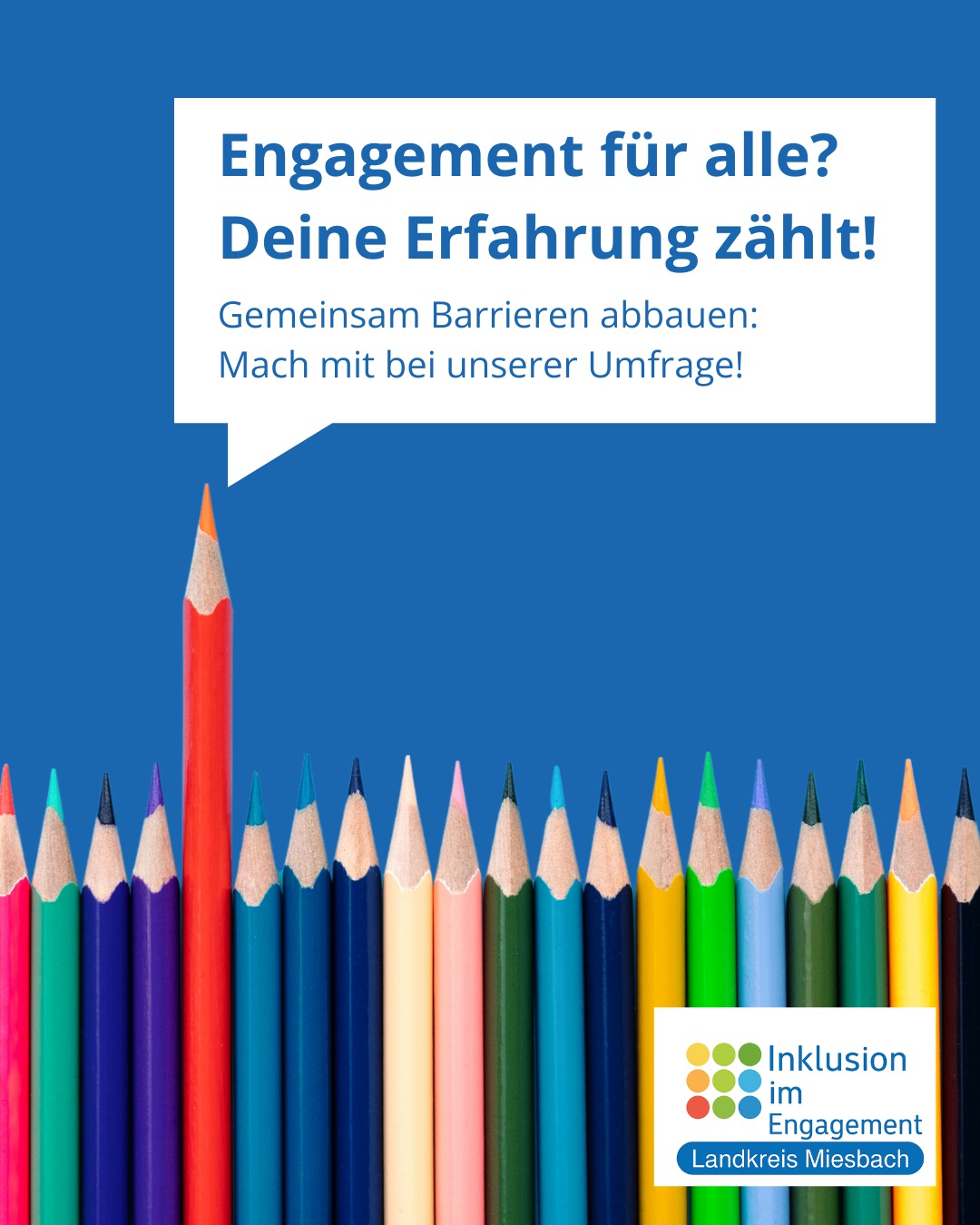 Inklusion im Ehrenamt. Deine Erfahrung zählt!
Im Projekt „Inklusion im Engagement – Landkreis Miesbach“ wollen wir herausfinden:
➡ Wo engagieren sich Menschen mit Behinderung oder chronischer Erkrankung schon heute?
➡ Und was brauchen sie, um Barrieren zu überwinden?
Deshalb haben wir drei kurze Umfragen erstellt. Es gibt jeweils eine für:
• Menschen mit Behinderung oder chronischer Erkrankung
• Angehörige, Fachkräfte oder Bekannte
• Vereine und Organisationen
So kannst du uns helfen, das Ehrenamt inklusiver zu gestalten.
Die Links zu den Umfragen findest du
• auf unserer Website www.nea-mb.de unter Angebote → Inklusion im Engagement
• oder du schreibst uns eine E-Mail an killius@nea-mb.de
Wenn du gerne teilnehmen möchtest und dabei Unterstützung brauchst:
Schreib uns einfach eine E-Mail an inklusion@nea-mb.de.
Wir helfen dir gerne weiter.
Vielen Dank für deine Unterstützung. Jede Stimme zählt!
Das Projekt ist Teil der bayernweiten Reihe „Inklusion im Engagement“ der lagfa bayern e.V. (@lagfabayern ) und wird gefördert vom Bayerischen Staatsministerium für Familie, Arbeit und Soziales (@bayerisches_sozialministerium).
#inklusion #inklusionimengagement #ehrenamt #neavernetzt