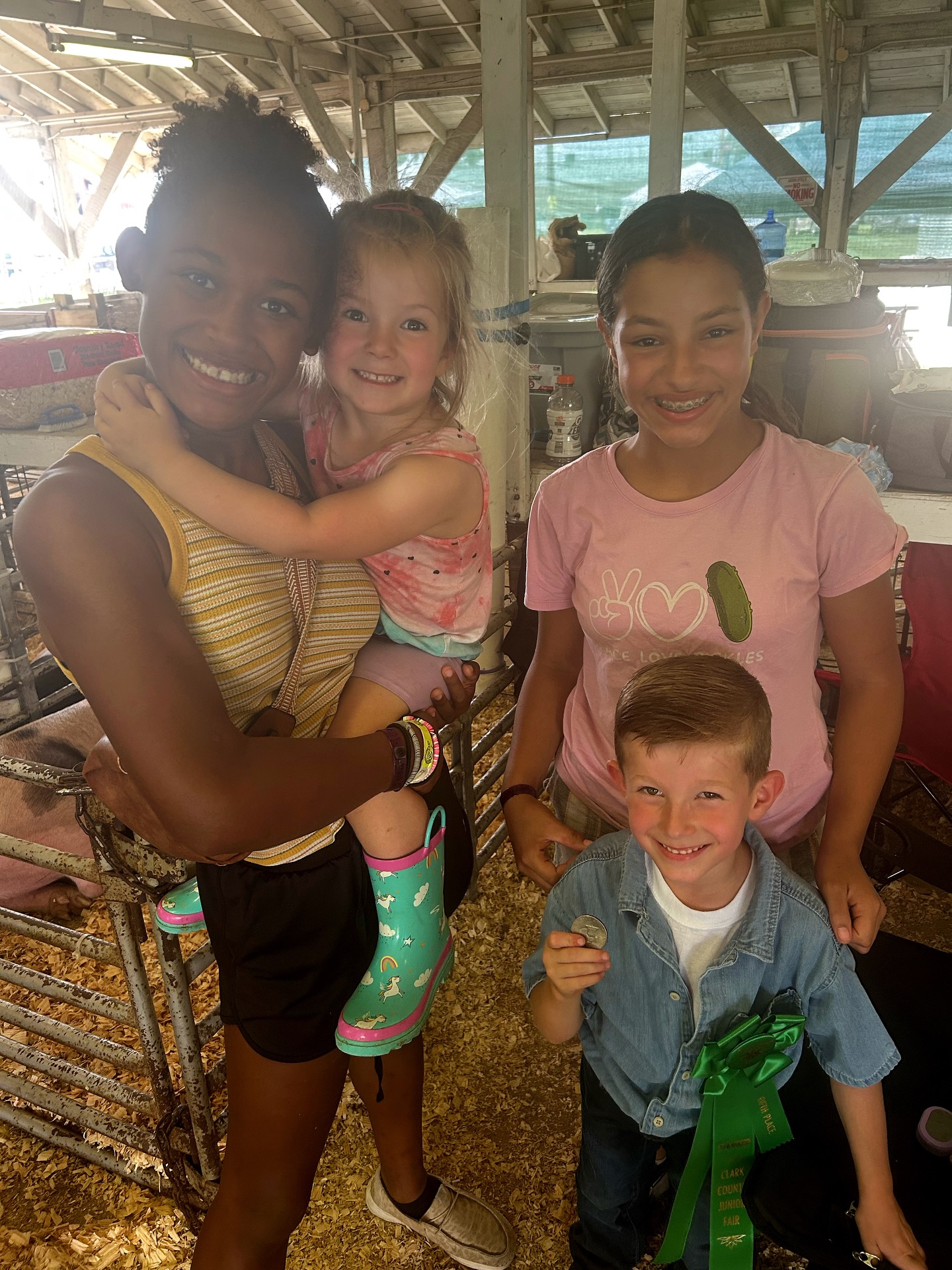 The rest of fair. Friends. Pee-wee pig showmanship (which was the cutest thing I’ve ever seen). Dunk tank fun with small group friends. Our calf friends exit into the sunset with many tears. And the most ridiculous transfer of fair campsites that could ever occur, might as well have been the BMV — Clark county takes their fair campsites SERIOUSLY. IFKYK.
This is a repost bc my children have informed me I did a bad job of redacting personal info: