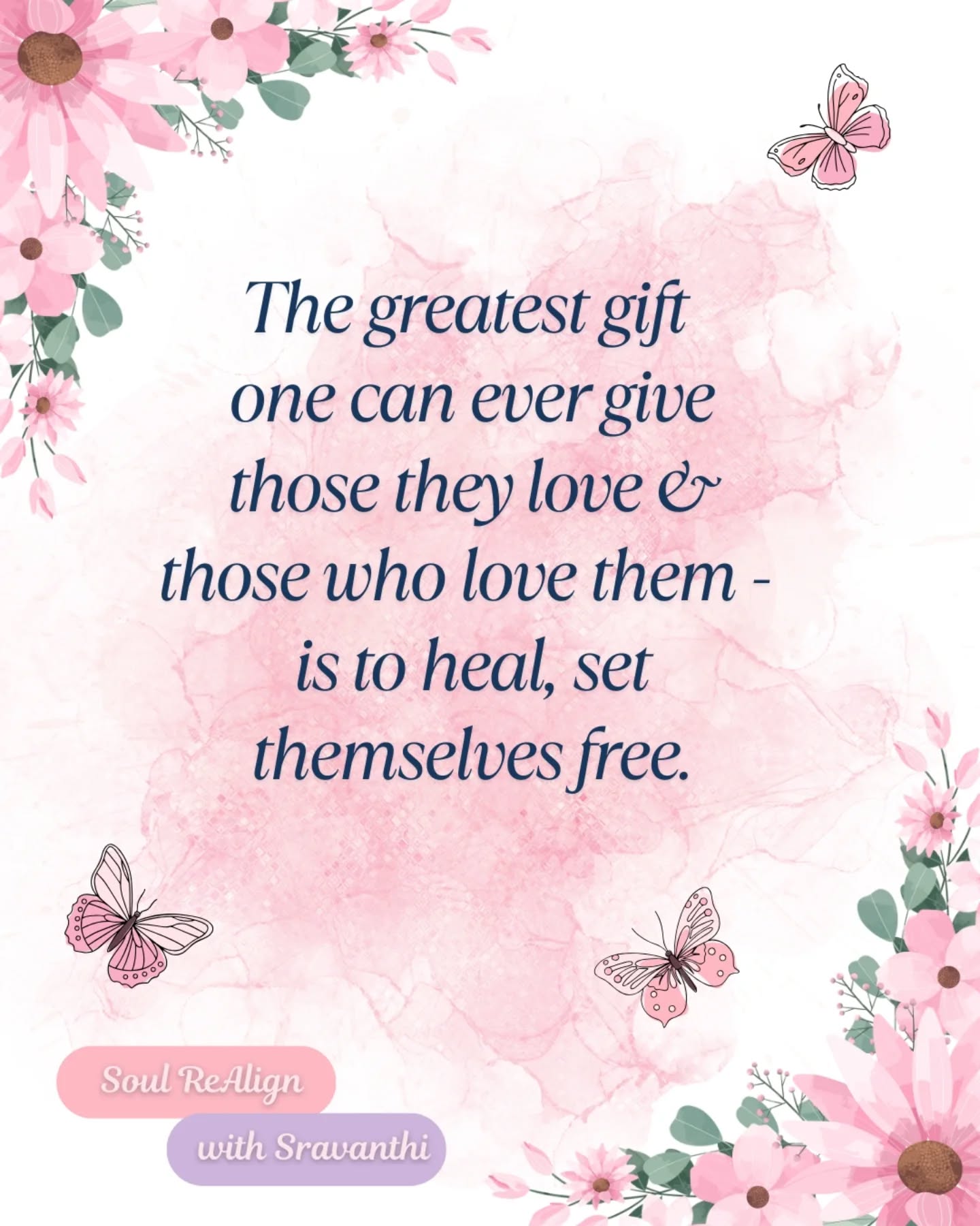 🌸 True healing is a powerful yet gentle ripple that touches every life around you - with Love.
Have you ever noticed how it feels when you're in a genuinely good place within yourself -
or how you treat the people you love in those moments?
What if I told you... that state doesn't have to be fleeting?
When you choose to heal - to set yourself free -
you actually meet the ones you love with a version of you that’s lighter, truer, and whole from within. 🦋
You learn what it truly means to be present to yourself. And only then could you understand what it is to be present for another, truly - rooted in self-connection 💜
As peace, joy, harmony, and fulfilment naturally become your inner state, your outer reality begins to mirror this inner alignment - because it was never really separate to begin with. 💕✨
At Soul ReAlign, we honour the sacred courage it takes to walk this path - not just for yourself, but all the way from the generations that came before you, through to those yet to come. 🪷🙏
✨ The greatest act of Love is choosing to return to your Truth. ♥️
💚 Choose a healing path that calls to you, and gently start where you are. It's all beautiful.
--
Sravanthi
Inner Transformation Facilitator | Healer | Therapist
#SoulReAlign #HealingJourney #InnerWork #GenerationalHealing #HeartCenteredHealing #SravanthiKovur #BeliefHealing #ChakraHealing #EmotionalWellness #SubconsciousHealing #SacredSelf #SelfLiberation #HealToFeel #EnergyHealing #HolisticTherapy #HealingIsLove #ConsciousLiving #RiseInLove #HealingForGenerations #InnerChildHealing #TransformWithin #DivineFeminineHealing #SafeToBeMe #WholenessIsFreedom #AwakenYourSoul #HealingWithSravanthi #EmbodyYourTruth #AuthenticLiving #SoulWork #RootToRise