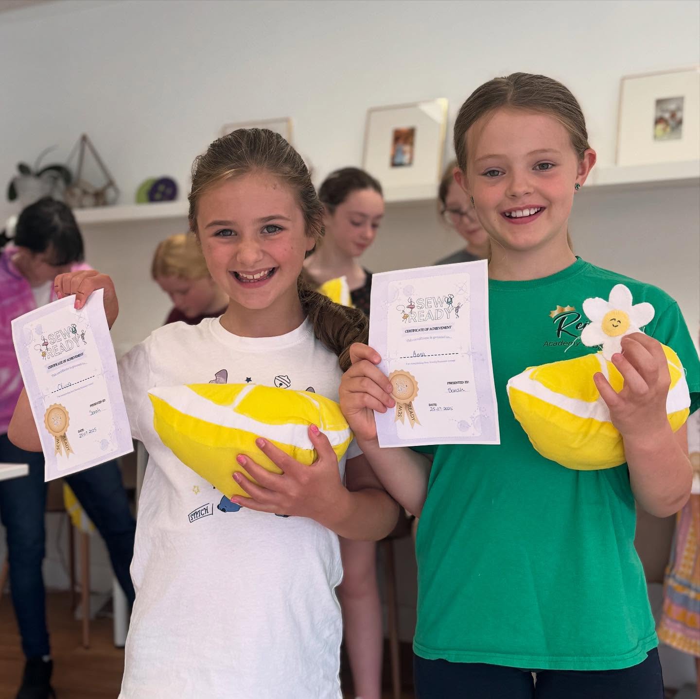 Lemon Girl Summer 🍋
Of course had to bring a fun, fruity feel to camp with some joyful cushions. Our makers tested the skills they learnt this week by carefully pattern matching each segment of the lemon to their main fabric and sewing each one in place with precision and care. Once all 6 were attached our makers added a peel sewing in a gentle curve before stuffing their new creation. I must say they all brought a brightness to our studio that we just love!! 🍋🍋🍋
And of course we didn’t stop there, we also made some hand sewn felt daisies, perfecting their running stitch & whip stitch. Once one was made we made another and another to create little daisy chains, one of my all time favourite summer activities growing up 🌼🙋🏽♀️
I can’t believe today was our last day of camp!! We had so much fun sewing with you all and loved watching you gain confidence, trying your best and wanting to learn new skills and techniques. We were all so impressed with everyone’s attitudes, enthusiasm and dedication towards their craft 😊
I couldn’t have asked for a sweeter first week to summer camp! You are all amazing and you should be super super proud of yourselves - because we are 🥰🧵
Can’t wait to see you all again soon 💕
- - -
#sewreadycamp #sewready #summercamp #wearesewready #girlssewing #love #lemonsummer #lemons #imadethis #lookatthis #proud #showoffyourskills #fun #daisy