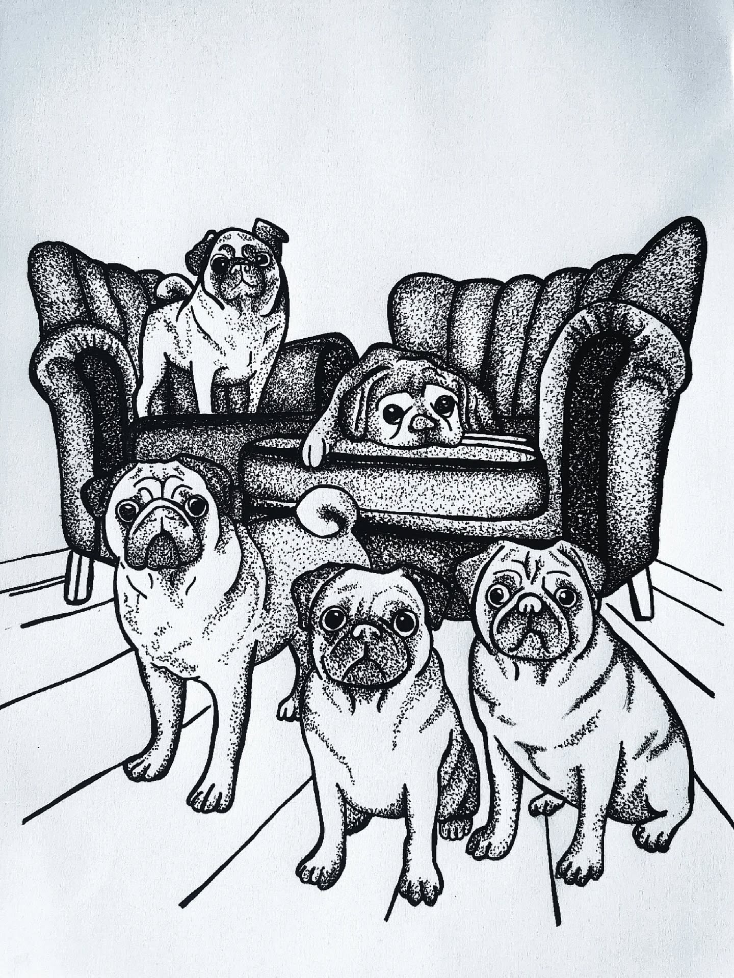 Nothing fills my heart more than capturing the soul of our furry companions 🐾✨ This drawing was created for my beautiful friend @nikskins, to honour her cherished pack of little legends 🖤
Each one of these babies has brought so much love, laughter, and snorts into her world and I’m beyond grateful to turn that joy into a lasting piece of art.
Making moments into memories for my dearest friends… there’s truly no greater honour 🙌🏻
#handmadeart #customart #pugs #puglife #puggle #stippling #dotwork #inkillustration #pointillism #blackworkart #petportrait #dogdrawing #pugart #lineanddot #monochromeart #inkdrawing #custompetportrait #animalillustration #fineartpets #dotshading #minimalistart #petmemorialart #furryfamily #artwithlove #xeniaonearth