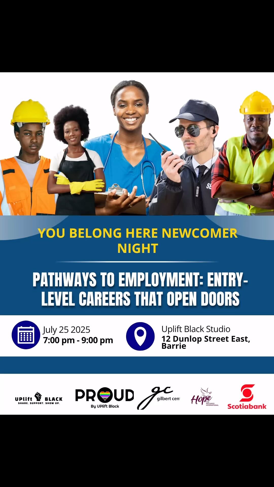 Are you a newcomer or refugee in Simcoe County and looking to build your career in Canada?
Join us today, July 25, 2025, for the July edition of Newcomer Night, an interactive and resourceful evening focused on “Pathways to Employment: Entry-Level Careers That Open Doors.”
🕖 7:00 PM – 9:00 PM
📍 Uplift Black Studio
This session offers practical tips, job search strategies, and inspiration from speakers with lived experience and industry knowledge:
Featured Speakers
🔹 Alasoba Kelsy-Braide – Founder, Orillia and Area Black Community Association; People & Culture, HR Professional
🔹 Tamim Hamidi – Manager, Community Outreach, Serco
What you’ll gain:
✔️ Understanding of entry-level job sectors for newcomers
✔️ Resume and interview tips
✔️ Certification and skill-building guidance
✔️ Networking with artists, leaders, and peers
✔️ Dinner and refreshments included
Whether you’re actively job searching or exploring new opportunities, this session is designed to empower you with tools and connections to succeed.
Don’t forget we have a live performance every Newcomer Night! This month see @realtemmyd hit the stage! 🎤🎶
🔗 RSVP now and take your next step toward economic empowerment (Link in Bio).
#UpliftBlack #NewcomerEmployment #CareerSupport #EconomicEmpowerment #RefugeeSupport #JobSearch #CommunityNetworking #EquityInEmployment #SimcoeCounty #DiversityAndInclusion #entryleveljobs