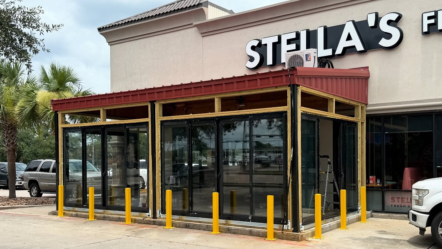 🔧 Work in Progress: Sliding Doors for Stella’s
We’re expanding this restaurant’s footprint with a full glass enclosure using commercial-grade aluminum sliding doors — perfect for year-round dining, weather protection, and elevated curb appeal.
Why limit your space to just indoor seating?
👉 Expand your patio space and bring in more light, more comfort, more guests.
✔️ Durable. Functional. Modern.
✔️ Ideal for restaurants, cafés & lounges
✔️ Full-service design + installation
📞 Let’s talk about your commercial project.
🌐 www.aluminumpatiodoors.com
📍 Houston-based | Nationwide service
#CommercialDoors #RestaurantDesign #PatioEnclosure #SlidingDoors #YourDoor #ModernRenovation #GlassWalls #RestaurantUpgrade #WorkInProgress