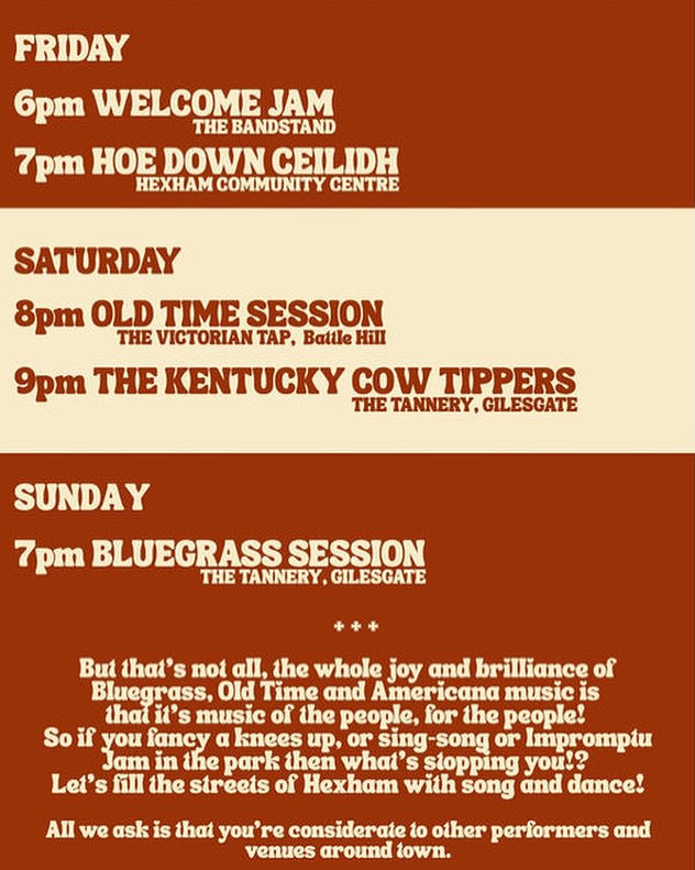 FRINGE: Tonight it begins!!! We have the Ceilidh and the Jam session kicking off our festival!
Still tickets available for the Ceilidh and walk-ins welcome!
As well we have the bandstand Jam a new addition to the festival, bring your instruments or just come and have a dance around! Then tomorrow and Sunday is when things get loud with our main festival starting at midday both days! See you there!!