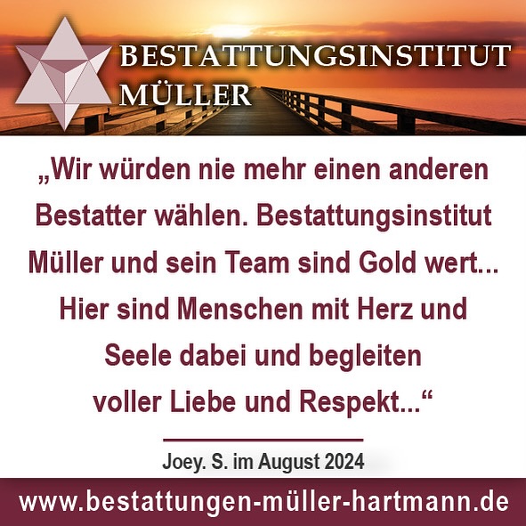 #danke für die tolle #bewertung !!! 🙏 Für einfühlsamen Beistand im Trauerfall … 🌿 Wir sind 24 Stunden in #donaueschingen für Sie da ! Ihr Bestattungsinstitut Müller .. #24h #soforthilfe #durchgehendonline #immererreichbar #erdbestattung #feuerbestattung #seebestattung #beistand #trauerfeier #bestattungsvorsorge #überführung #bestattungsinstitut #donaueschingen #bräunlingen #baddürrheim #kundenfeedback #rezension #googlerezensionen #googlebewertung #bewertung #kundenbewertung #5sterne www.Bestattungen-müller-hartmann.de @alle