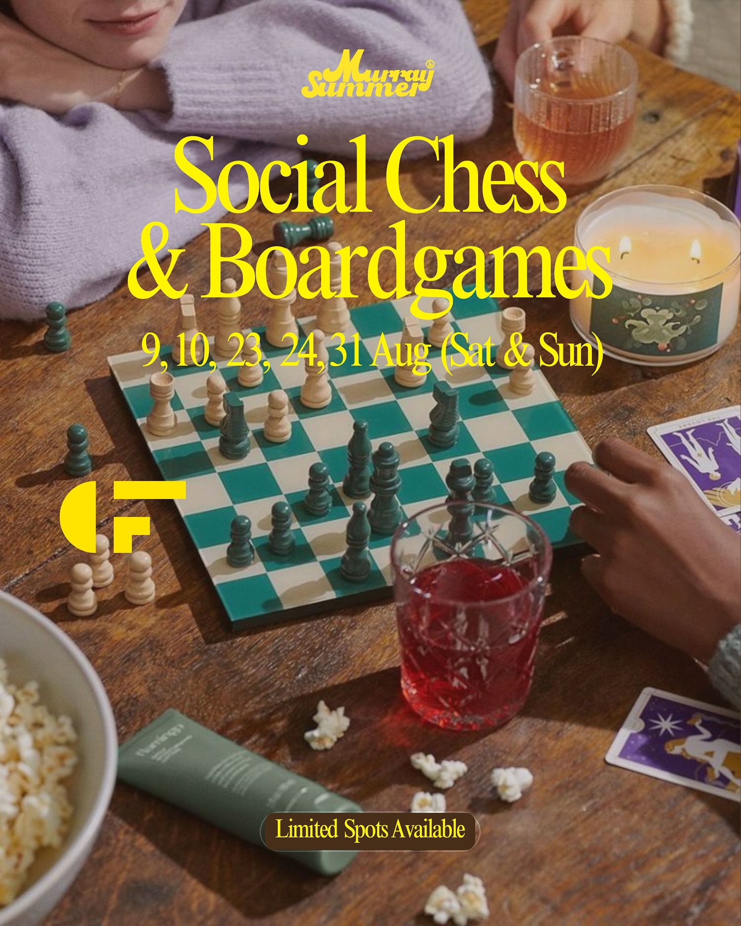 Want a slow summer afternoon, away from the city and near the seashore with vinyl on repeat? Every weekend in August starting on the 9th, pizza, chess, popcorn (& vinyl records brought to you by @v.musichk) at #MurraySummer. Social chess tickets include free beverages & popcorns