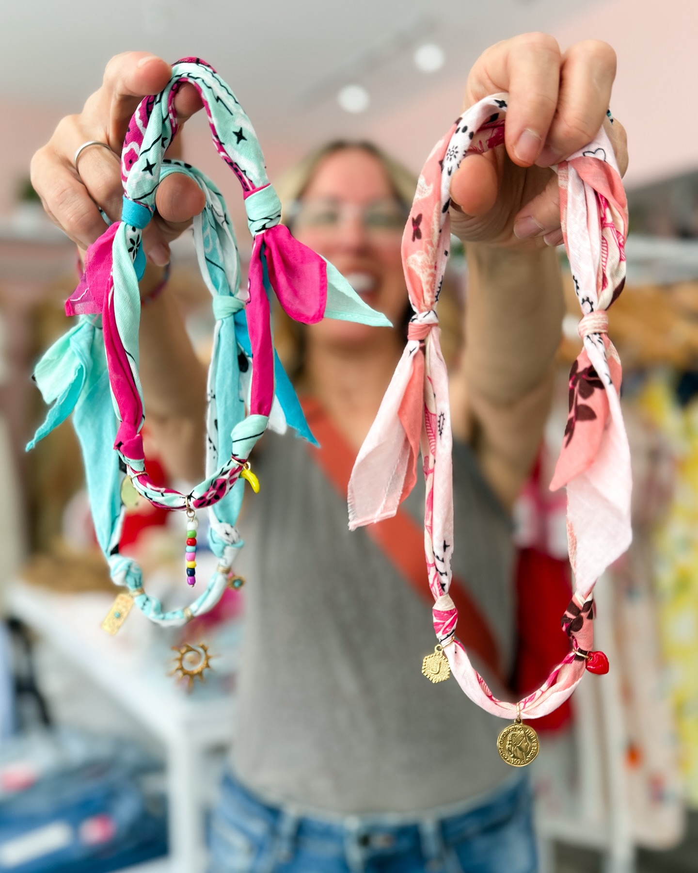 Our bandana charm necklaces make the perfect personalized gift! 💝 #charmbar #charmnecklace #capecodstyle