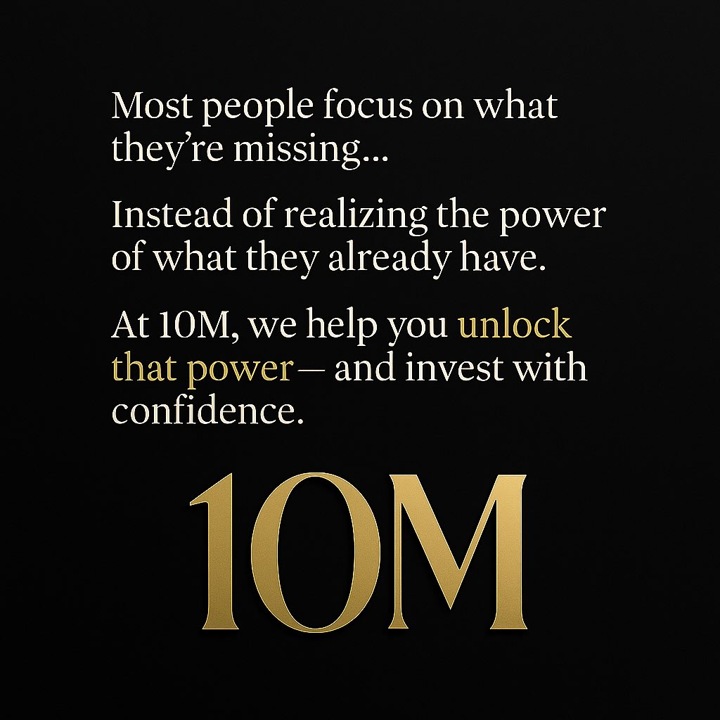 Too many people count what they don’t have, instead of realizing what they do.
That’s where 10M comes in.
We don’t believe in going it alone.
We believe in building a portfolio and a fierce network.
We believe in growing YOUR wealth and YOUR mindset.
We believe that you already have what it takes…you just need the right team. The right people around you.
📈 Real estate investing
🧠 Coaching & strategy
💬 Collaboration & support
YOU bring the hustle. We’ll bring the team. Together….WE thrive.
👉 Join 10M today.
📧 Info@10m.biz
#10MInvestors #RealEstateCoaching #MindsetMatters #WealthBuilding #PowerInNumbers #Team10M #InvestSmart #StartNow #BuildTogether #LegacyMoves #Vibe #MoneyVibes #MoneyMoves #NetworkforNetworth #10M #10mFunding