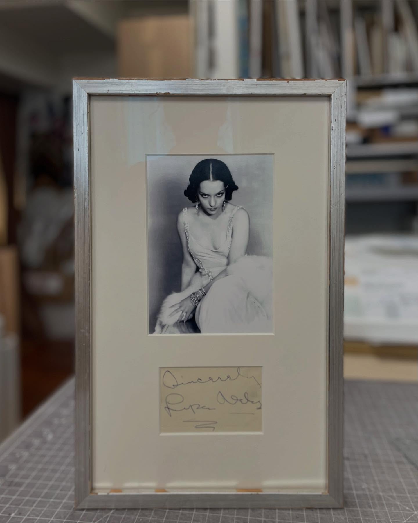 I have a small collection of autographs by some of my favorite actors from the 1930’s. This is my most recent find. For these I typically repurpose old weathered frames left behind by clients (it’s a look). #lupevelez #autograph #1930s #repurposing #collection #vintage #customartframing