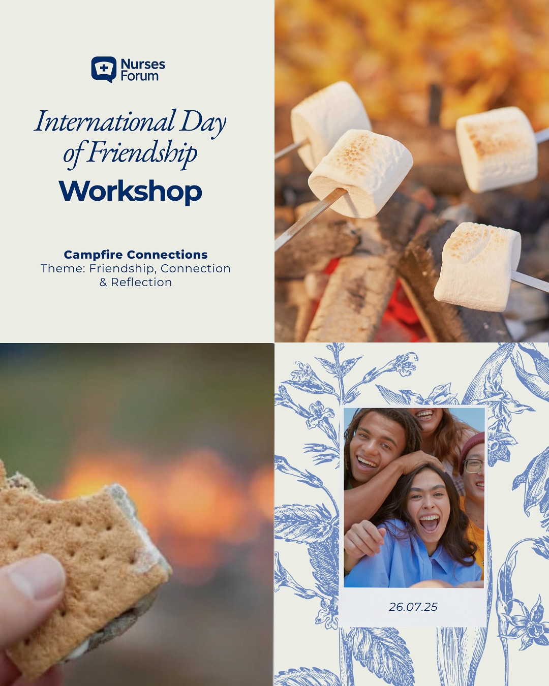 🎉 OFFICIAL COUNTDOWN: FRIENDSHIP DAY CAMPFIRE EVENT 🔥💙
Behind every tough shift is that friend, the one who texts, listens, or just shows up. This Friendship Day, let’s celebrate them.
✨ Join us for:
• A cozy campfire
• Shared stories
• S’mores & unlimited cocoa
• A special giveaway (shh… it’s a surprise 👀)
Because some things are better shared beside a fire, not the nurse’s station.
🫶 Connection is our emotional PPE.
Tag the nurse who keeps you going and bring them along. Together, we’ll refill your cup, the soul kind and the sippable kind. ☕💙
🎟️ Spots are limited!
RSVP now via the link in our bio to join this workshop or stay in the loop on all our upcoming Nurses Forum events made just for you.