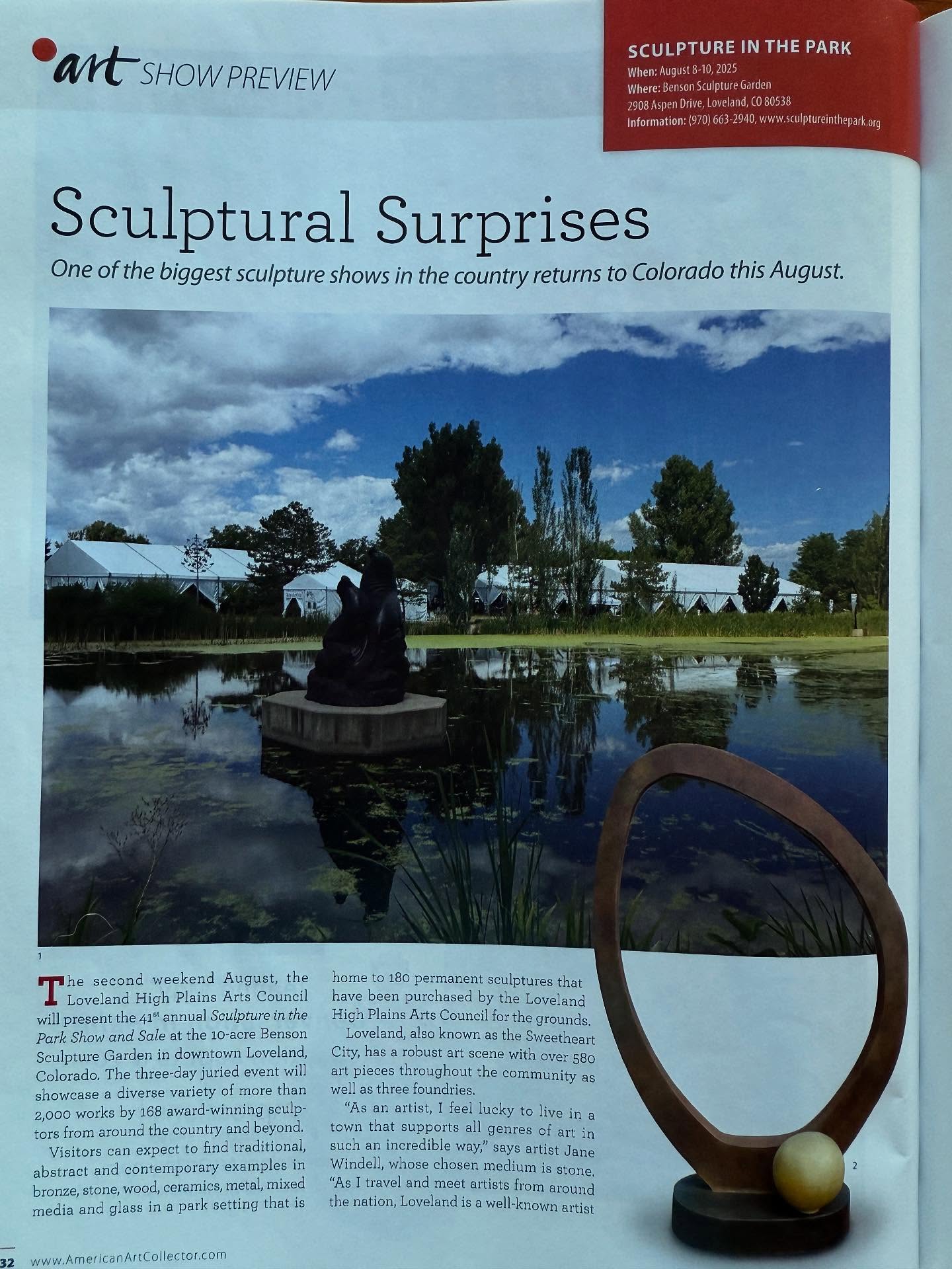 Thank you @americanartcollector & @sculptureintheparkloveland for including me in this beautiful magazine!