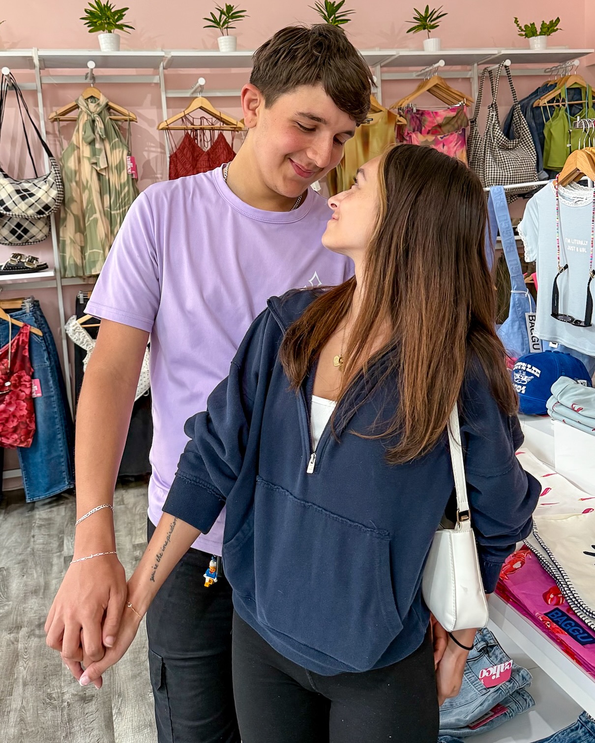 Matching permanent initial bracelets for this cute couple! 🥰